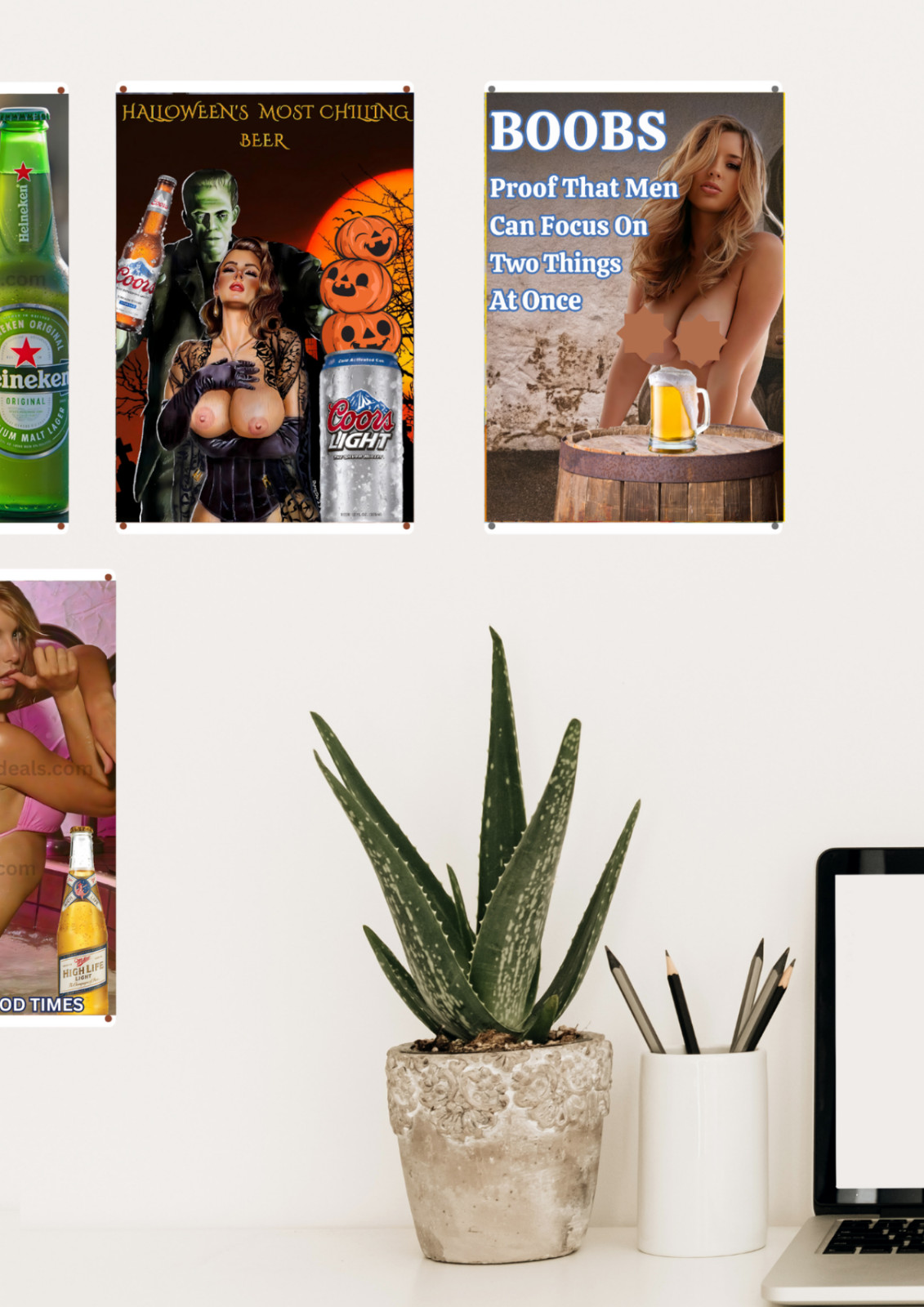 Samantha Fox King Of Beers Pin-Up Metal Sign Vintage Style Wall Decor Read Des