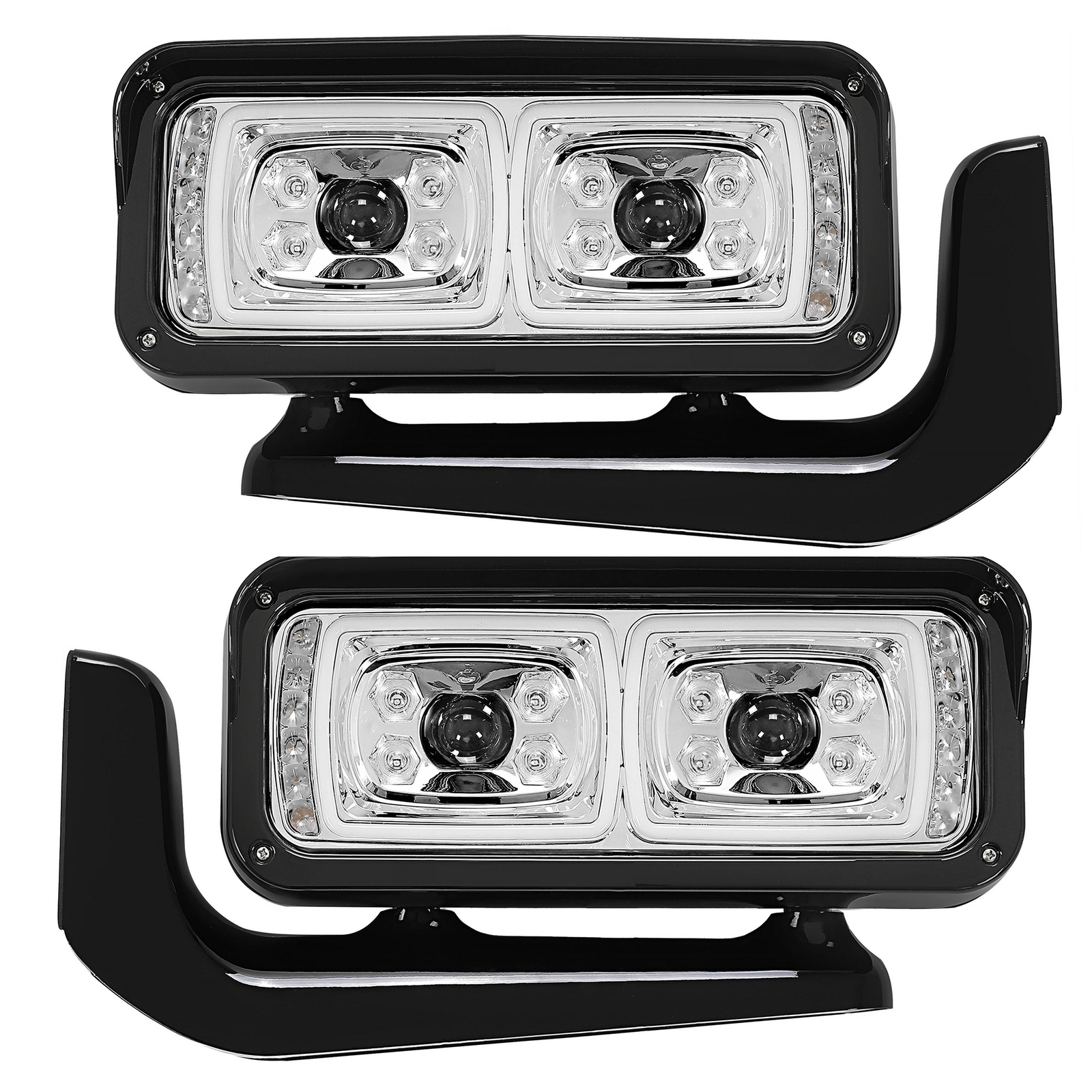 Full LED Headlights Assembly W/ Mounting Arm For Peterbilt 359 379 389 1981-2023