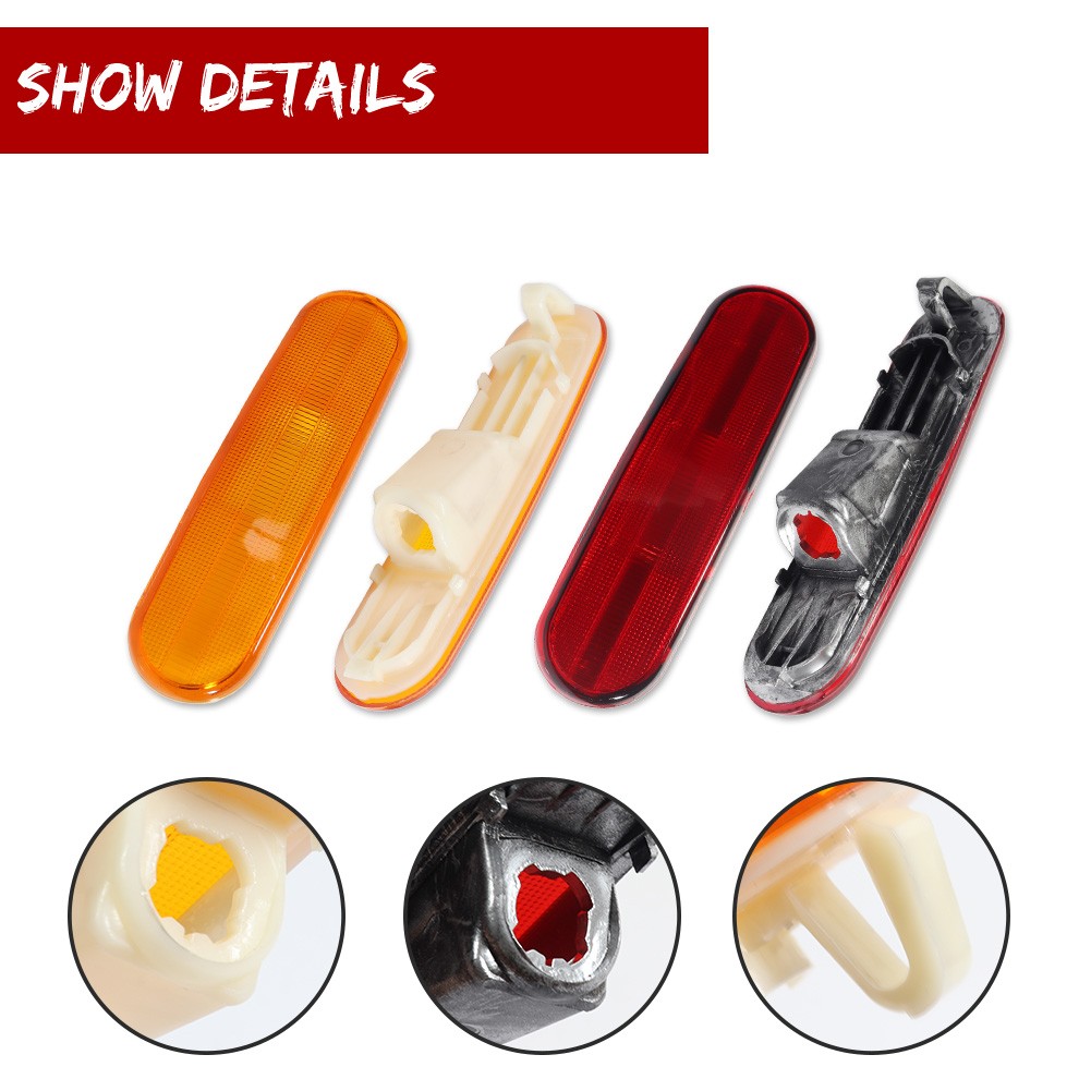 4X Amber Front+Red Rear Side Marker Lights For 2002-2005 Honda Civic Si EP3 3DR