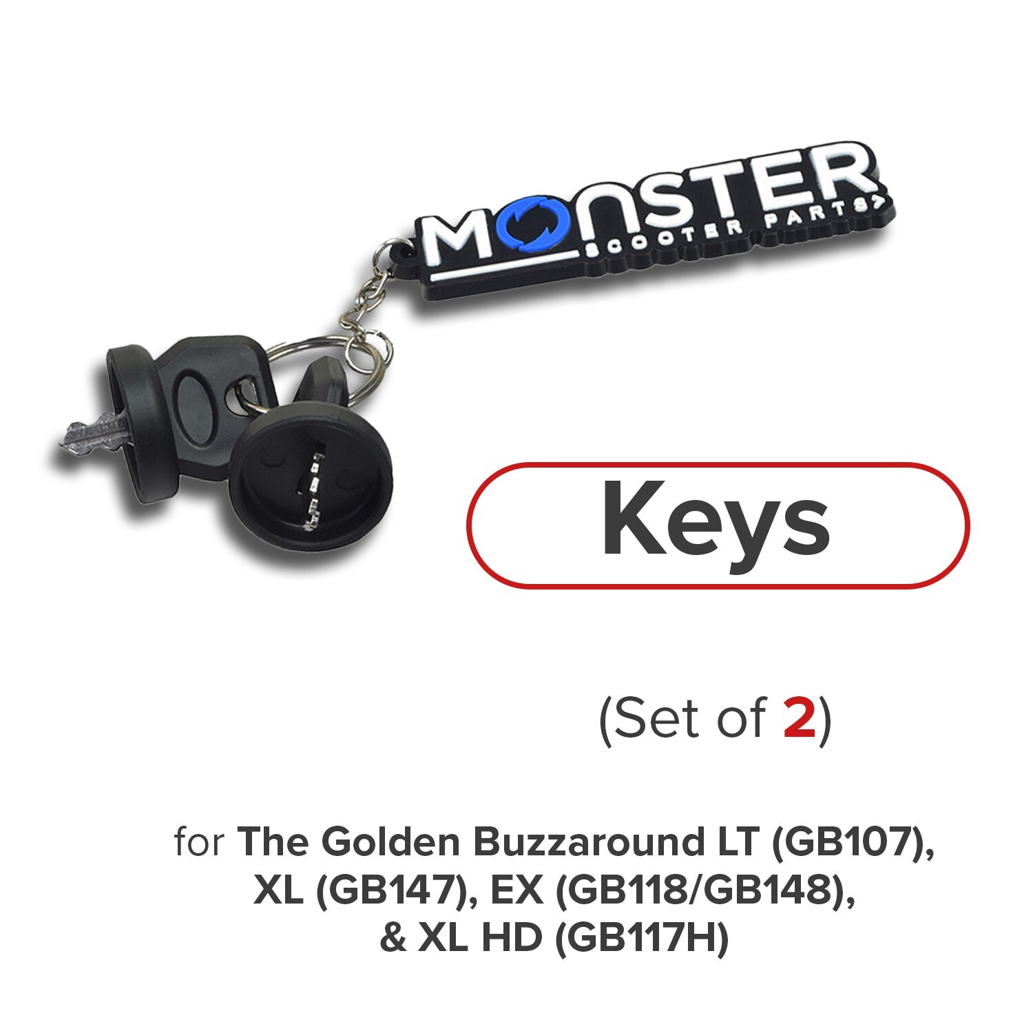 Keys for Golden Buzzaround EX, LT, & Later XL, XL HD Model Scooters MBE-BZ7-KEYS