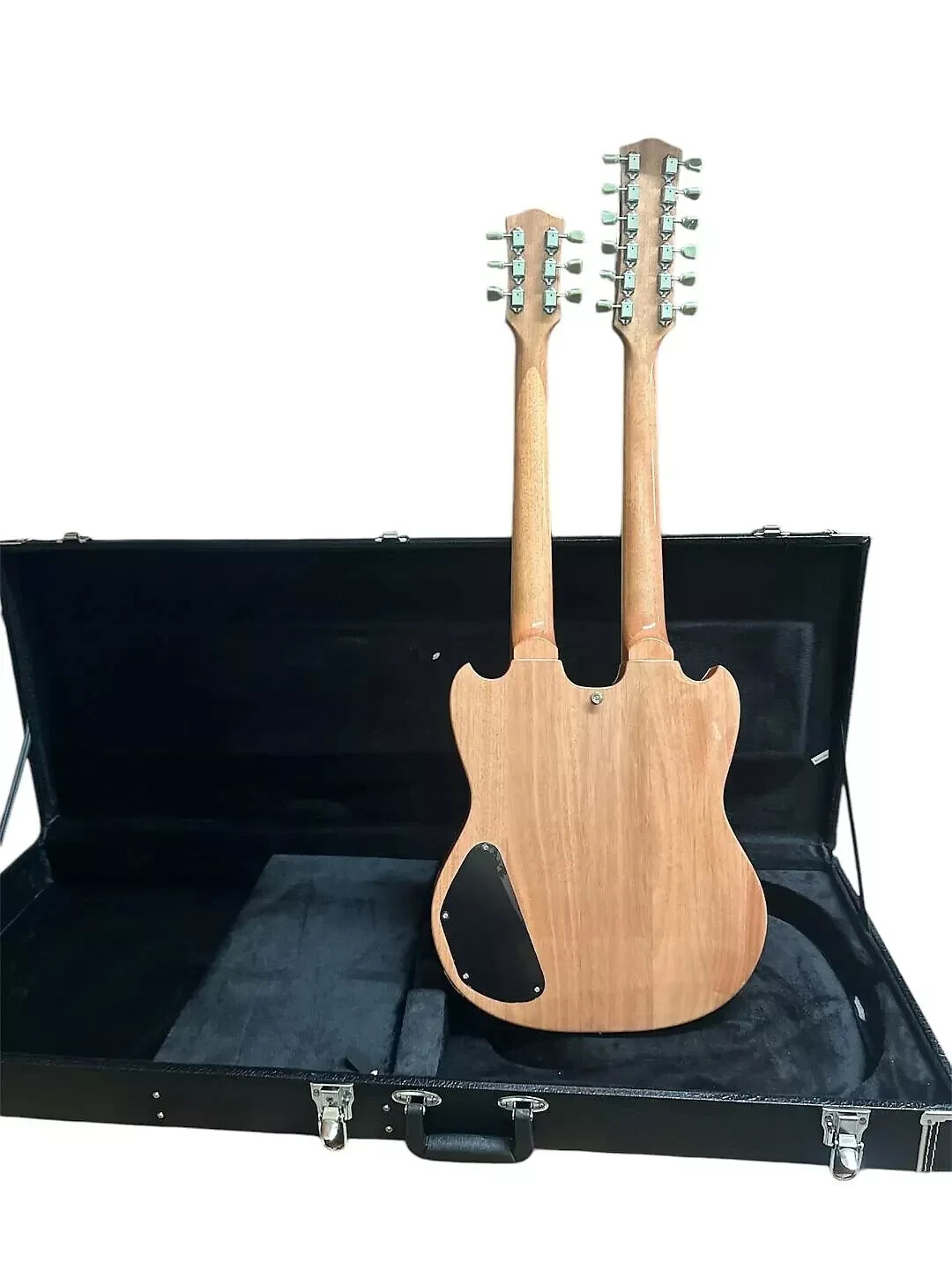 NEW ZEBRNO 12/6 SOLID DOUBLE NECK VINTAGE STYLE ELECTRIC GUITAR & HARD CASE