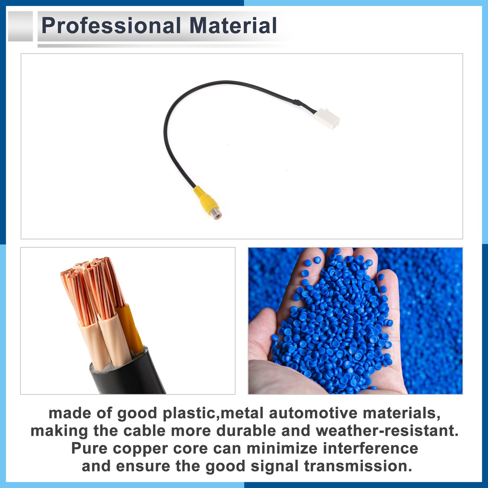 Rear View Camera Adapter Wire Harness Cable fit for Toyota 1 Pcs RCA