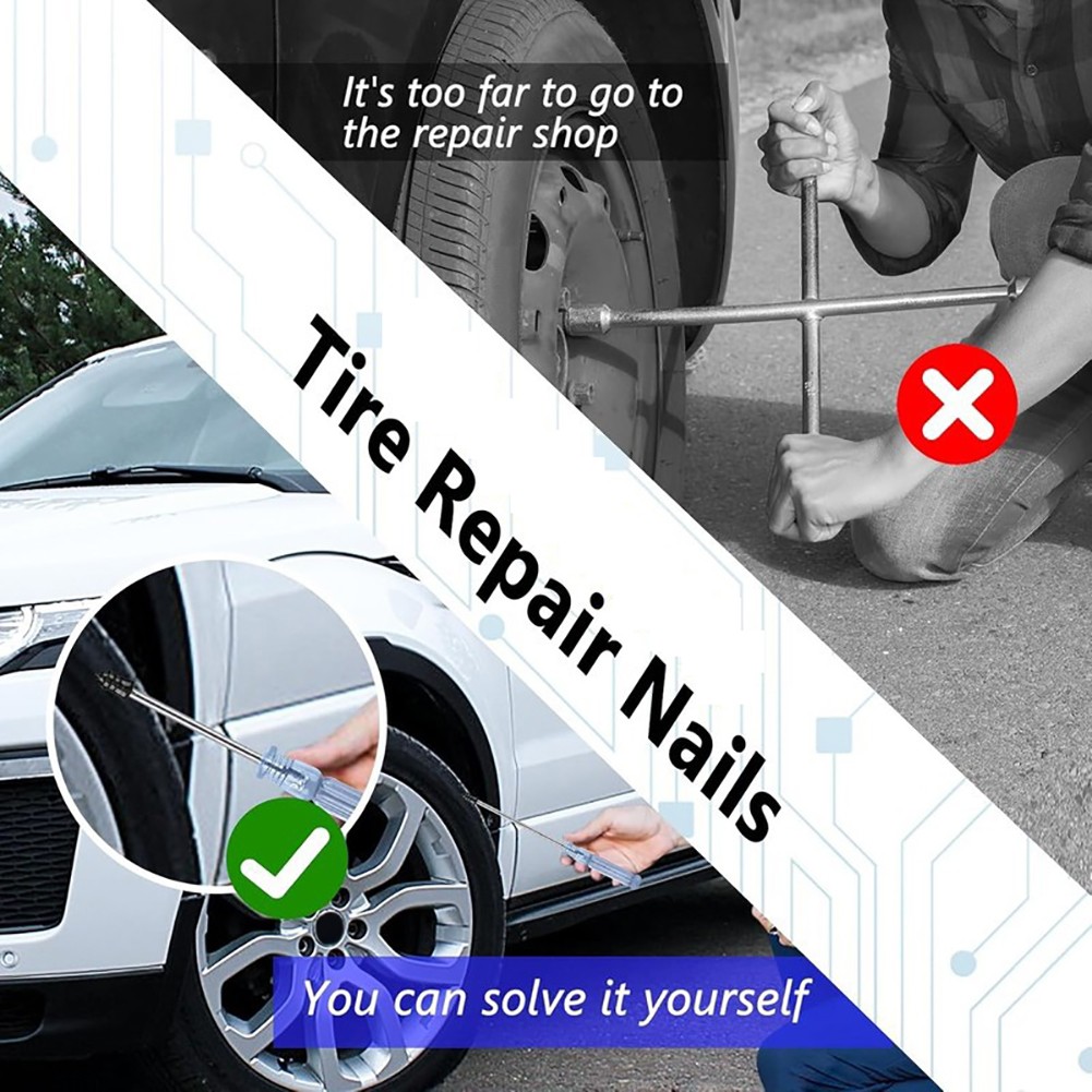 101 Pcs Rubber Tire Nail Repair Kit Screw In Tire Plugs for Car Truck SUV Van