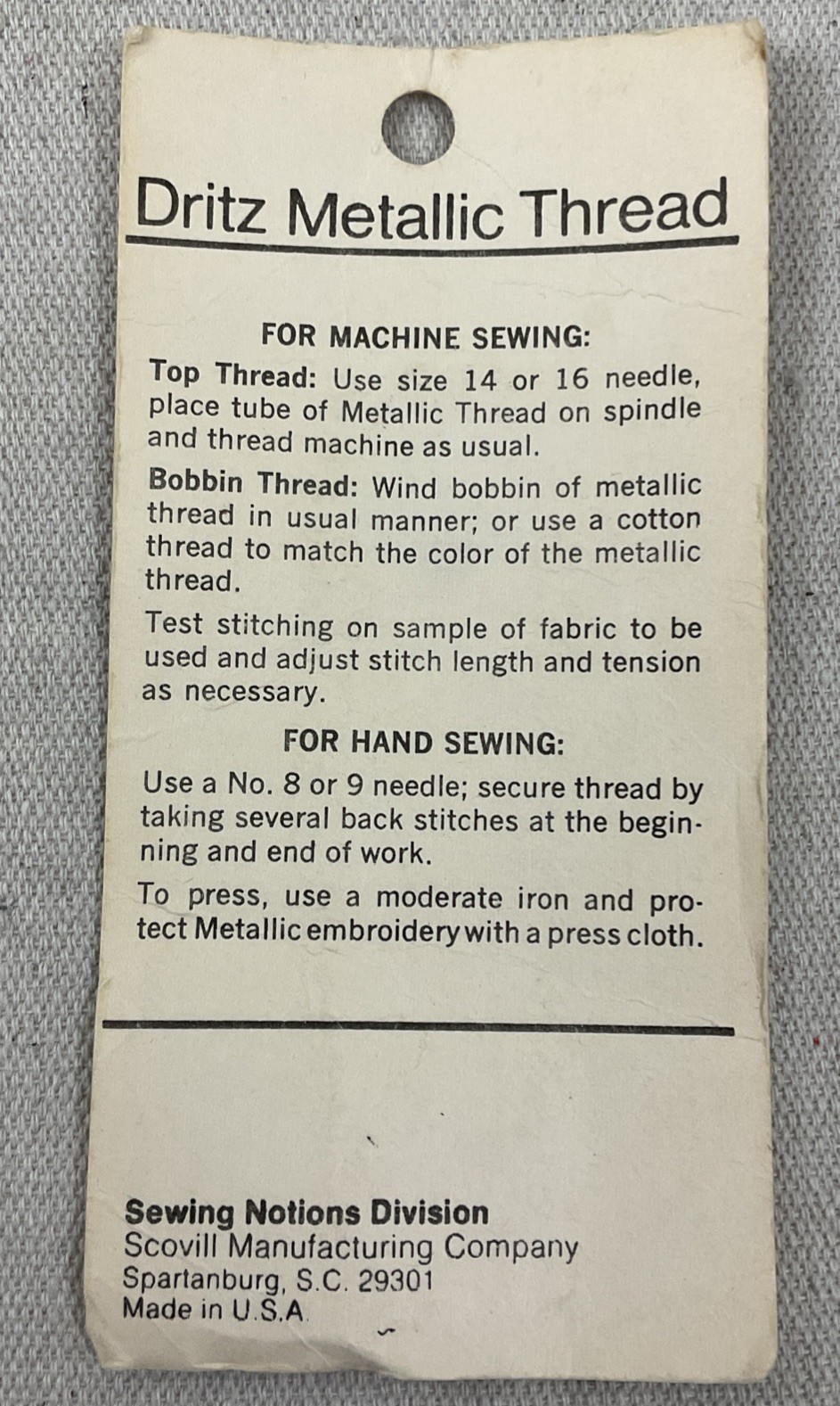 Vintage Scovill Dritz Metallic Silver Thread - lot of 4 styles