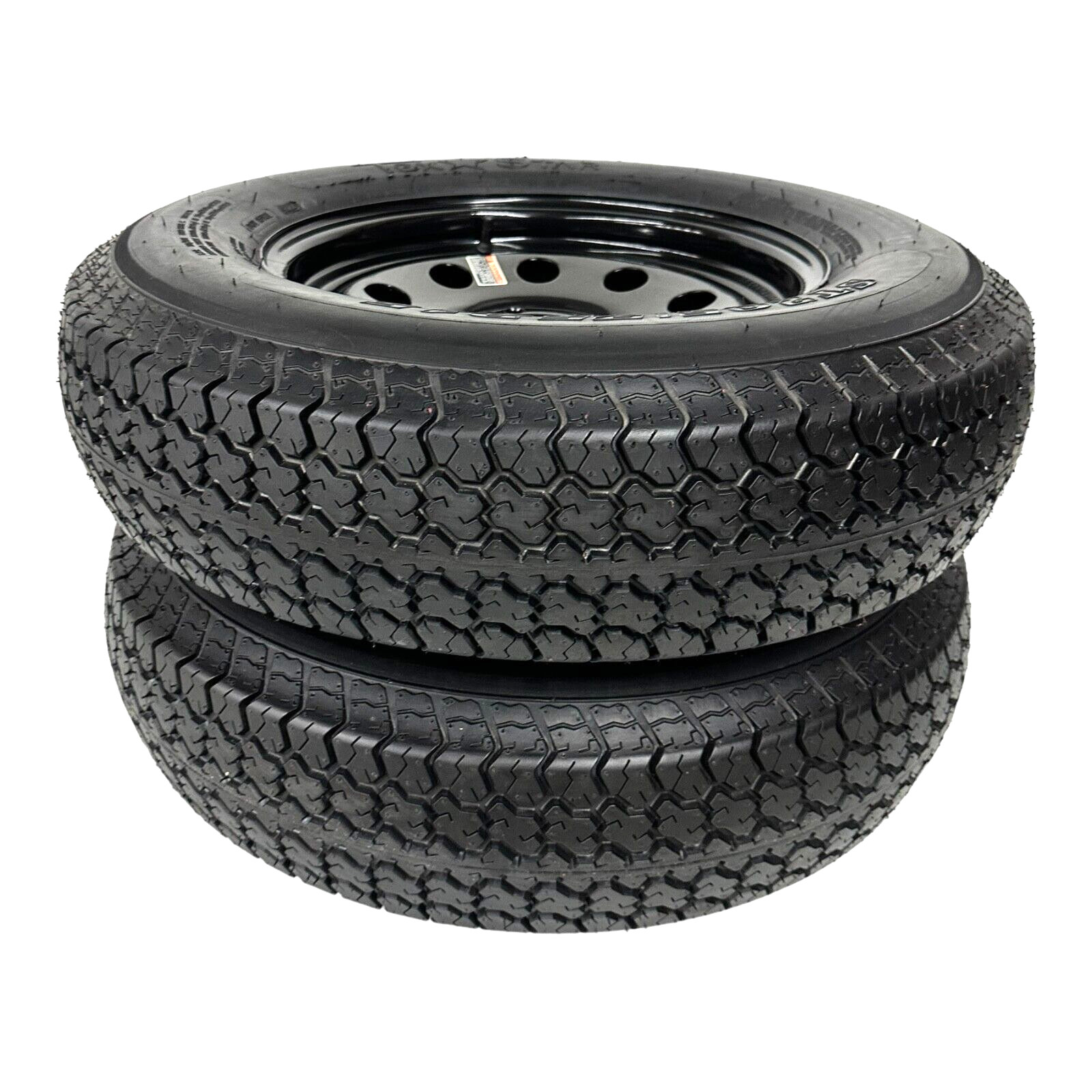 2-PK Trailer Tire on Rim ST205/75D15 LRC Black Modular Wheel 5x5" Bolt Pattern