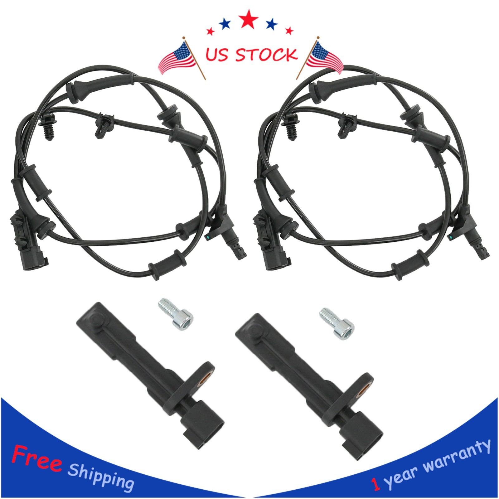 4 PCS Front Rear Left Right ABS Wheel Speed Sensor for 2007-2017 Jeep Wrangler