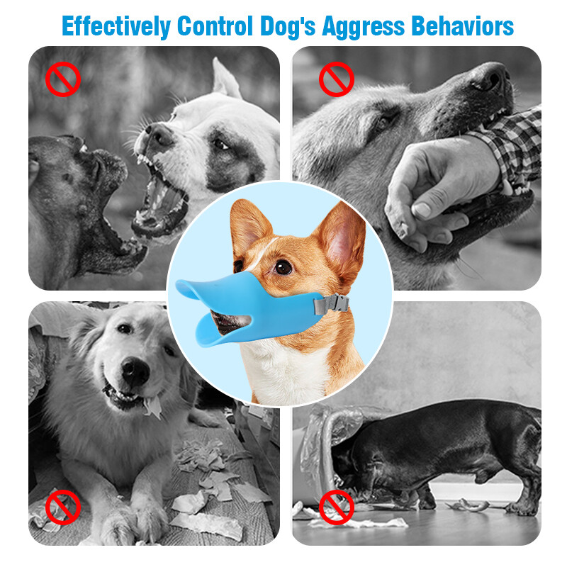 Dog Muzzle Anti Bite Soft Silicone Mouth Cover Adjustable Strap Pet Masks Covers