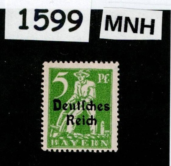 MNH stamp  Sc 256  German Republic Bavaria Bayern 1920 Overprint     #1599