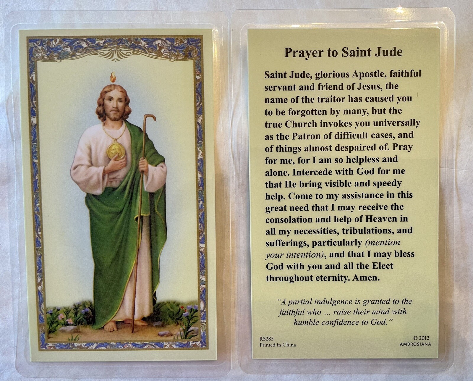 Holy Card - Prayer to St. Jude - Laminated Prayer card