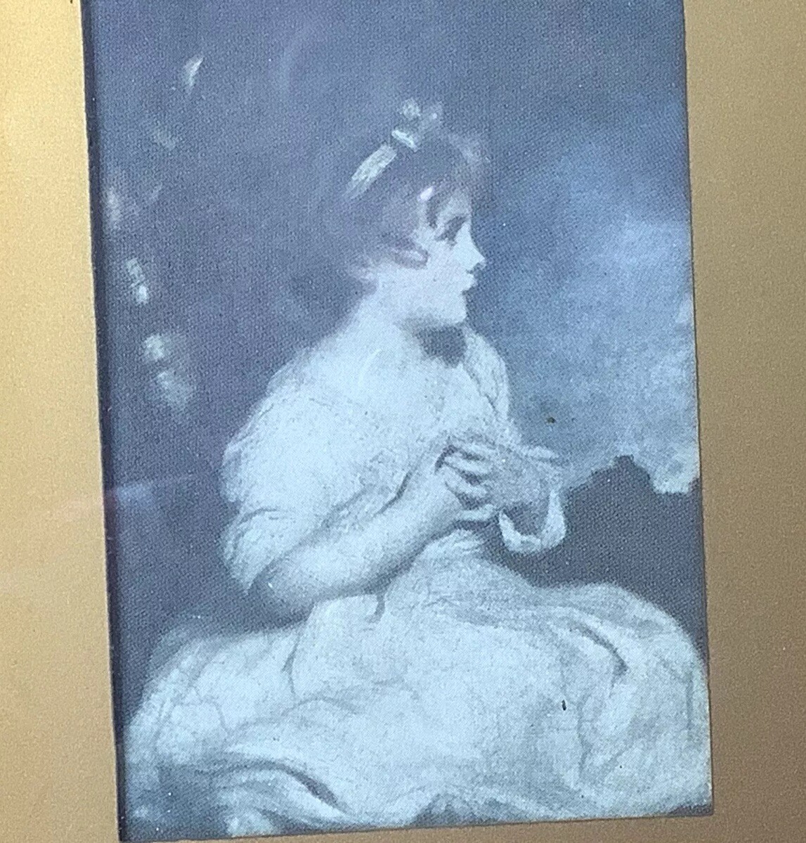 Boy With A Rabbit “ Innocence Of A Child” 7x 6" Gold Ornate Framed Set Of 2 Vtg