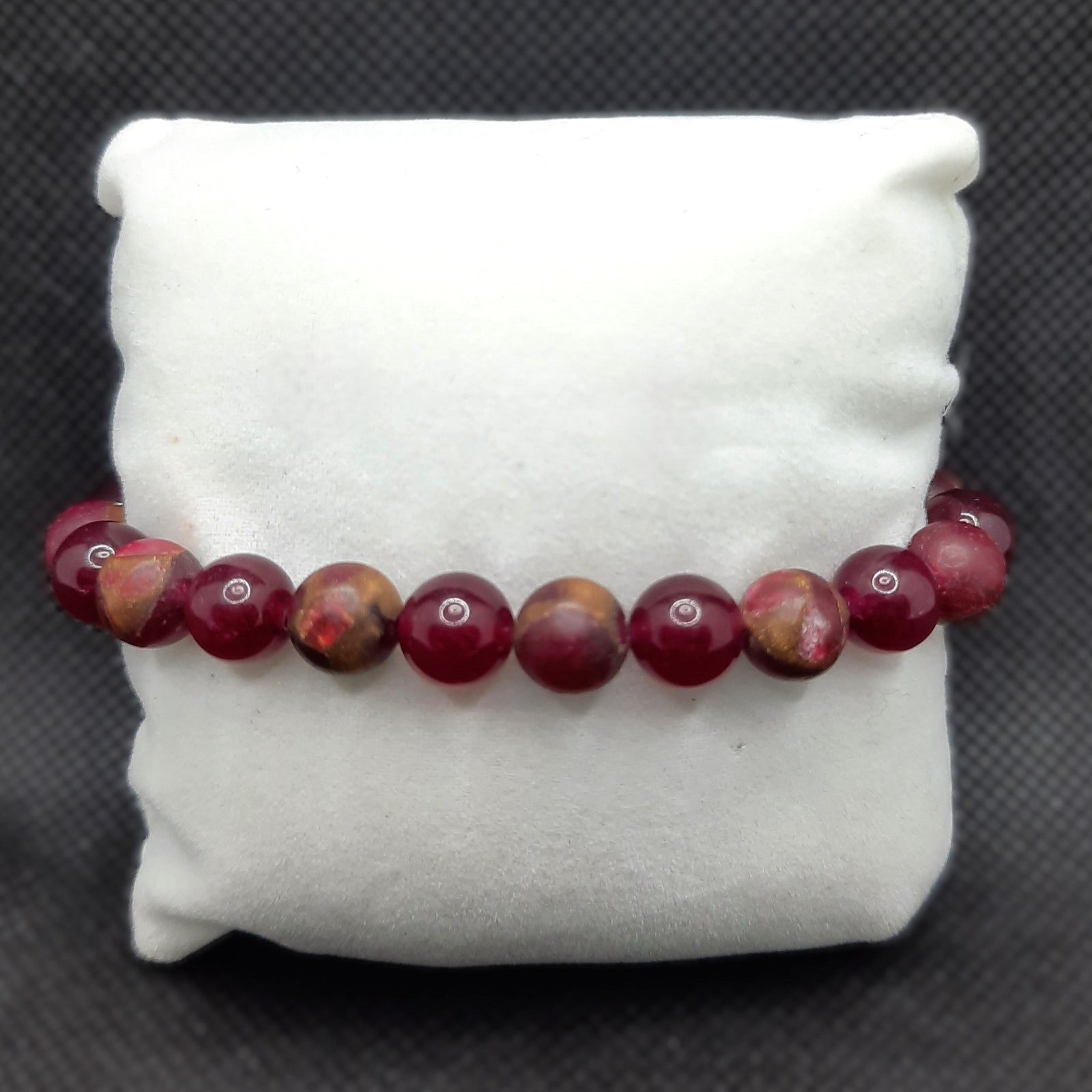 Red Jasper 8mm Beaded Bracelet with Tibetan Silver, New