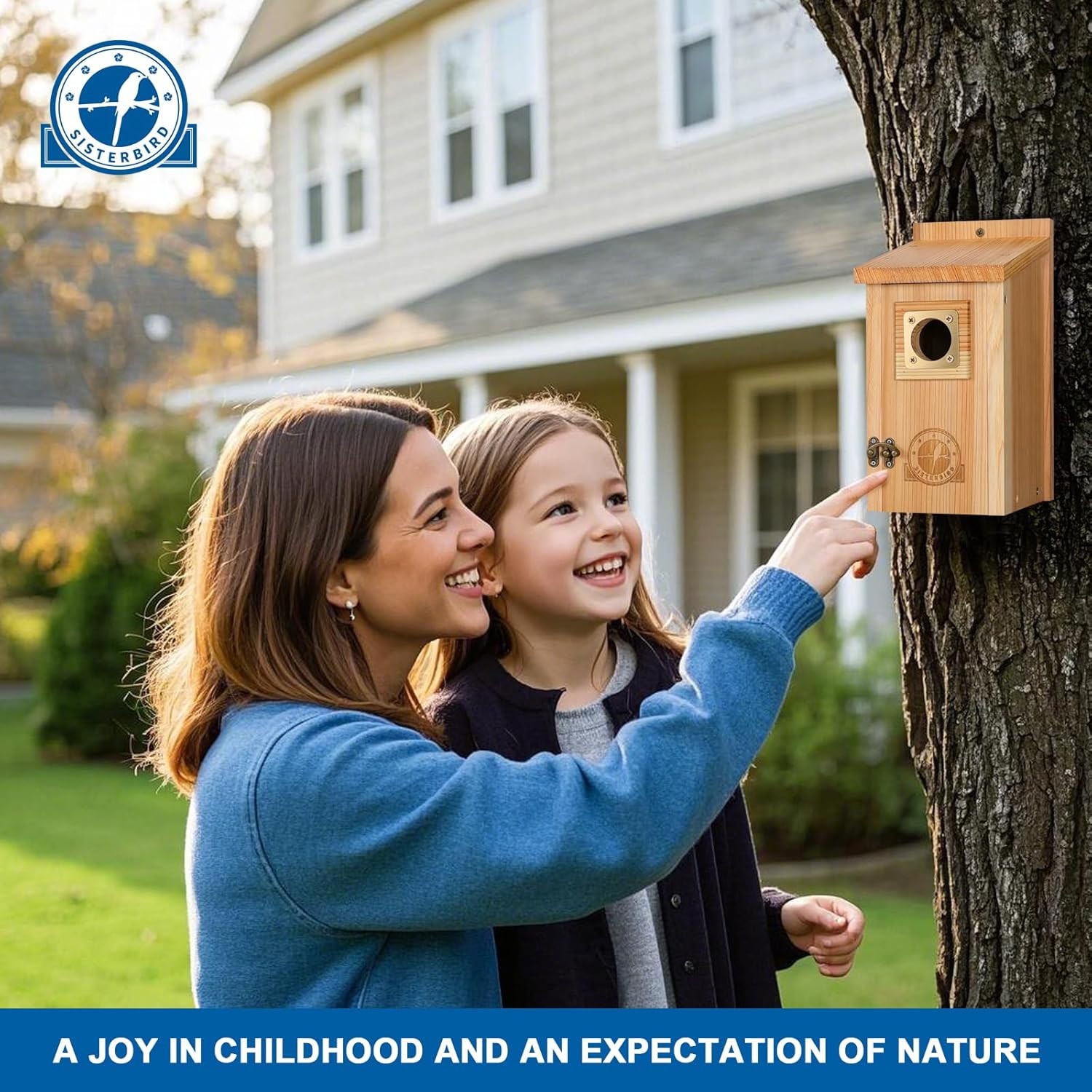 2 Pack Bird Houses for outside Clearance with Copper Guard, Cedar Bird House Out