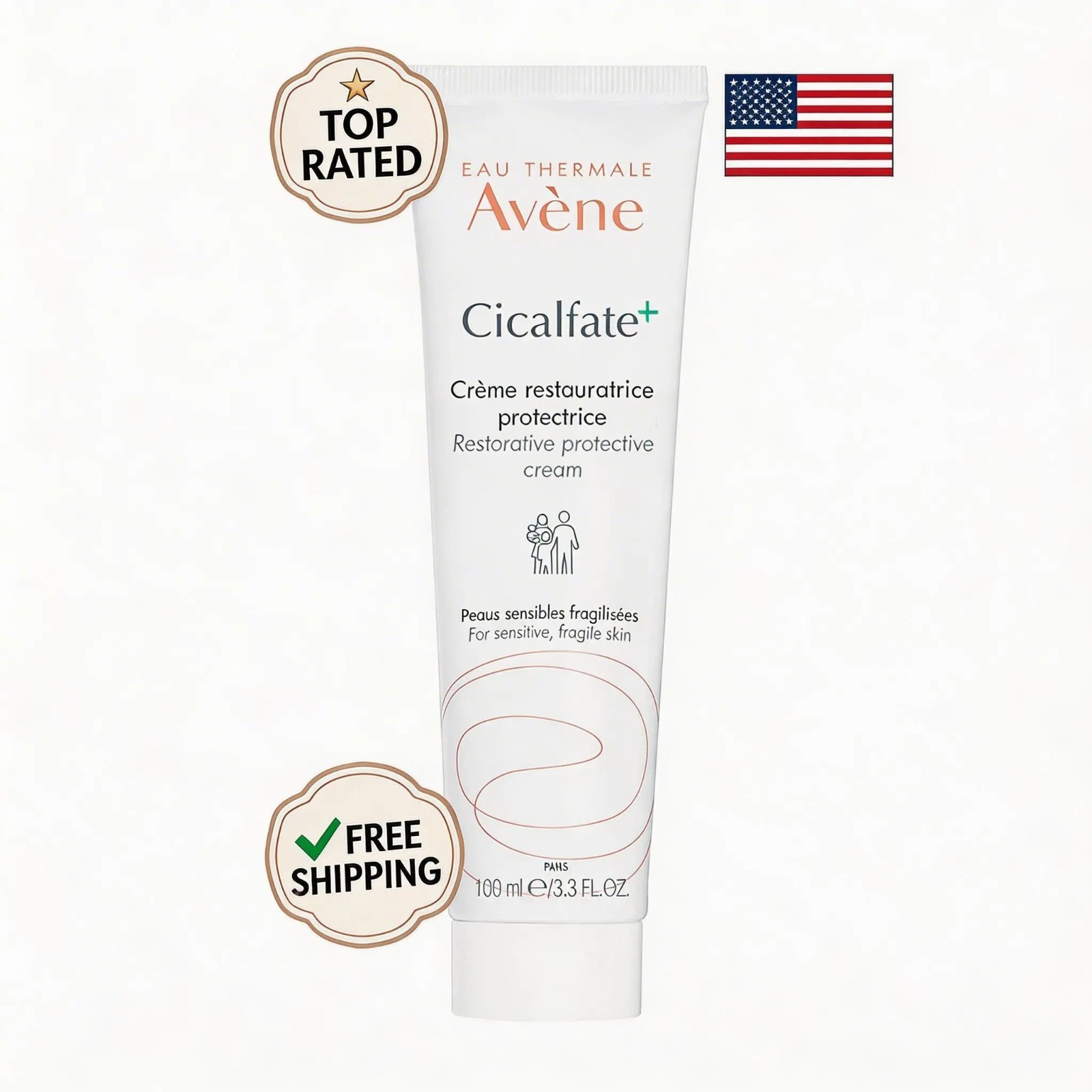 AVENE CICALFATE (+) SKIN REPAIR CREAM 100 ml 3.38 fl oz - Free Shipping