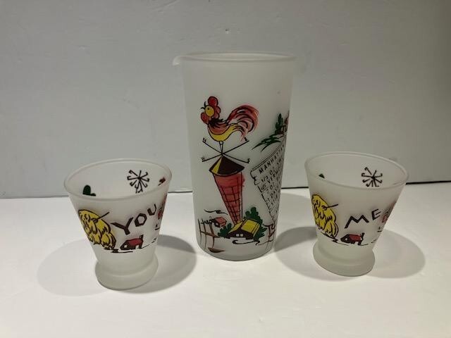 Vintage You Me Ours Farm Cocktail 3-piece Set - Vintage Barware 1960's