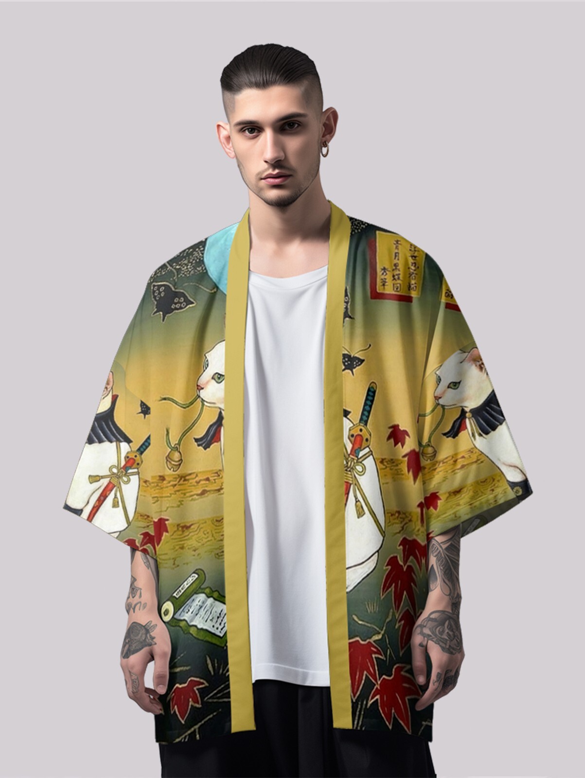 Niepce Unisex Japanese Graphic Lightweight Kimono Cardigan Shirt Tops