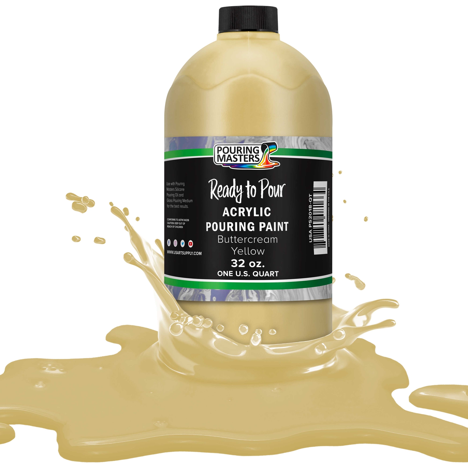 Pouring Masters Buttercream Yellow 32-Ounce (Quart) Acrylic Pouring Paint