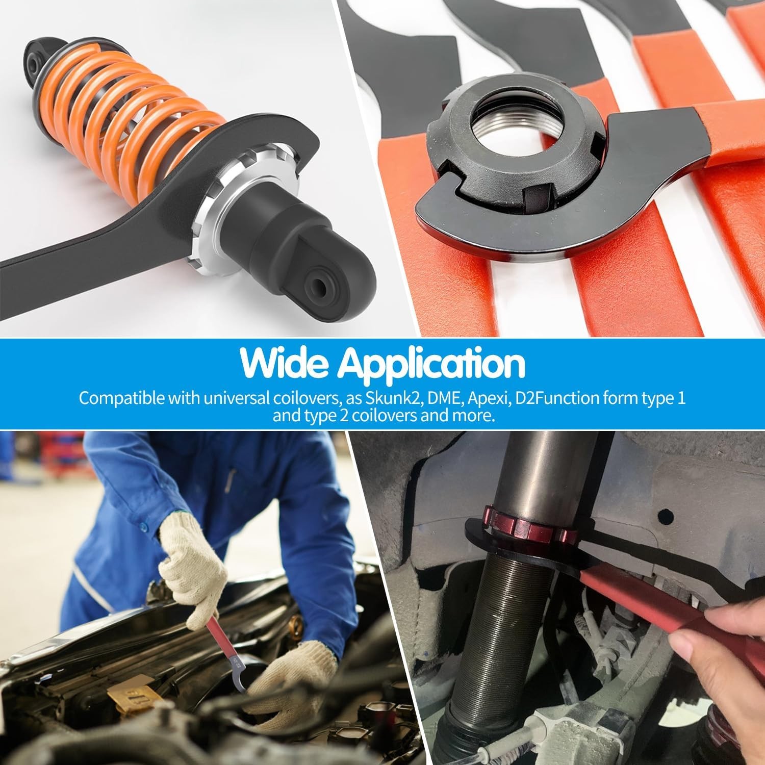 6PCS Coilover Spanner Wrench Set Coilover Wrench C-Shape Spanner Wrench Shock US