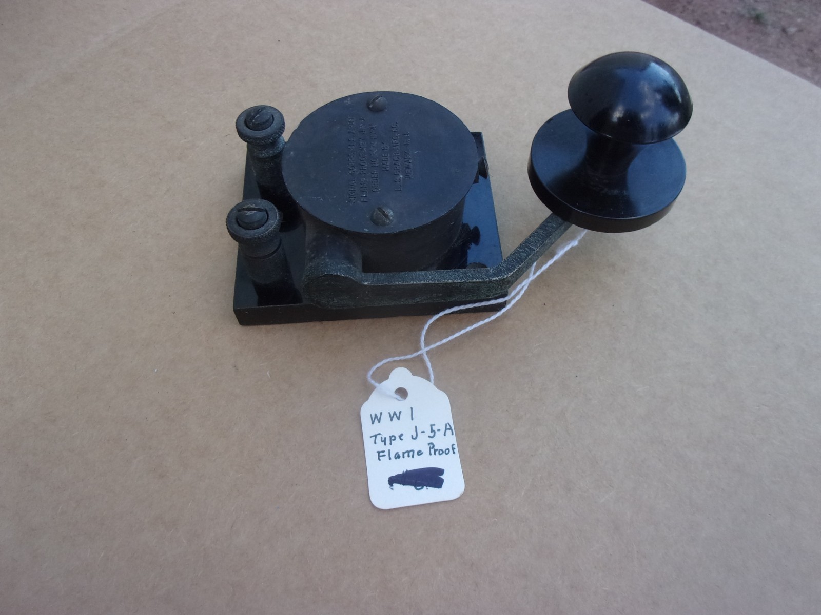 Vintage WWII US Signal Corps Model J-5-A Flame Proof Telegraph Morse Code Key
