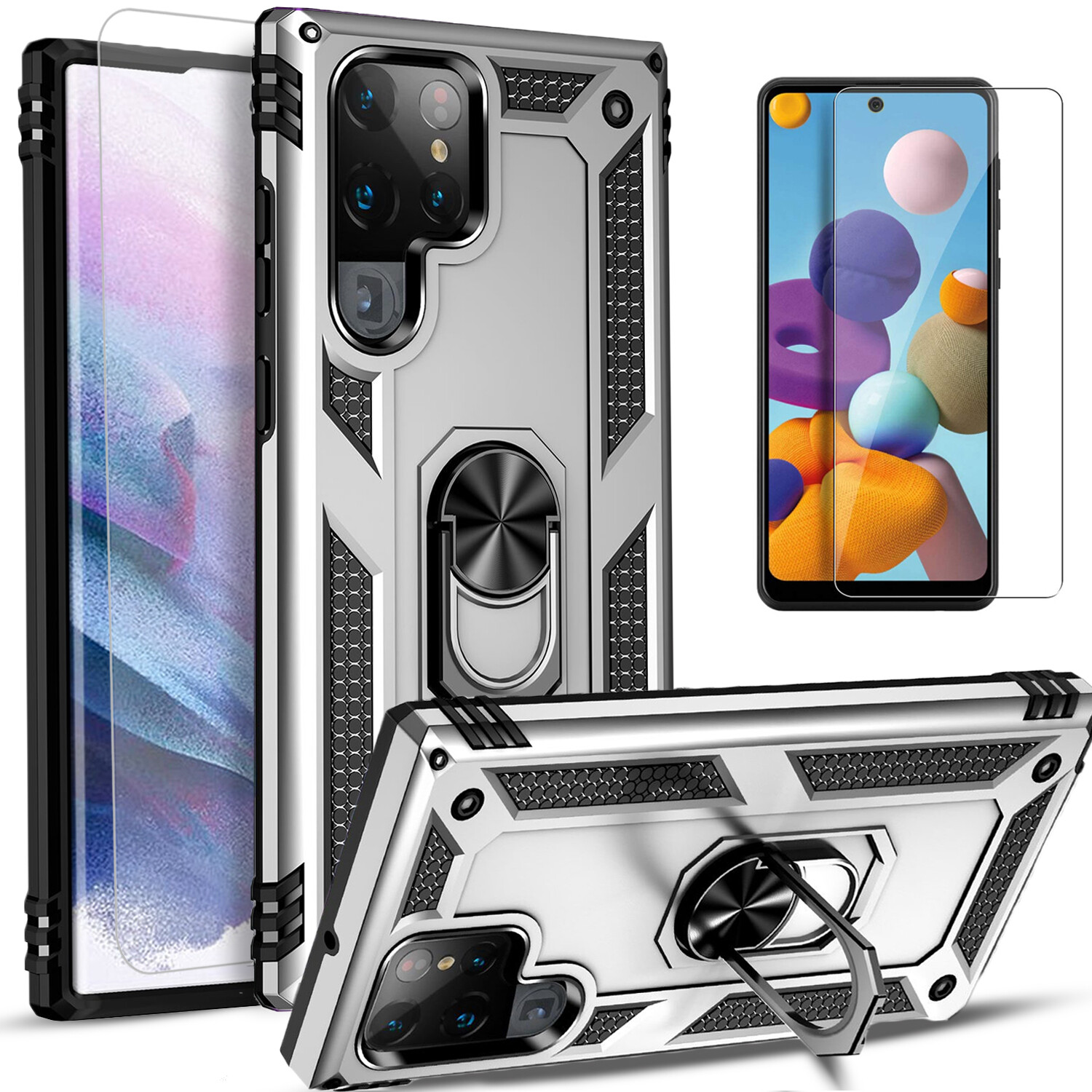 For Samsung Galaxy S24 S23 Ultra S22 Plus S21 FE Case Phone Cover + Screen Glass