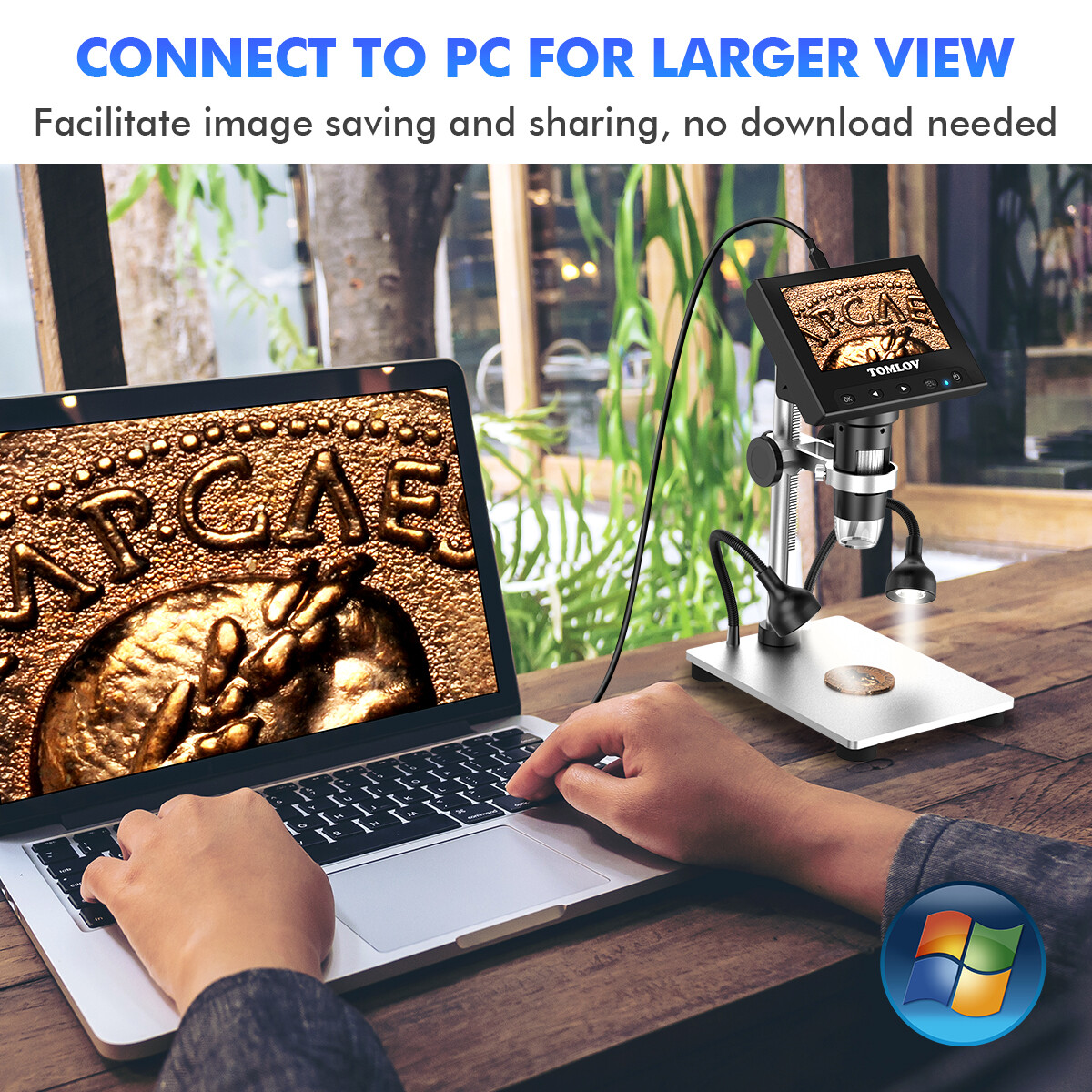 TOMLOV Digital Microscope Soldering 1000X Adult Stamp 4.3" LCD Coin Microscope