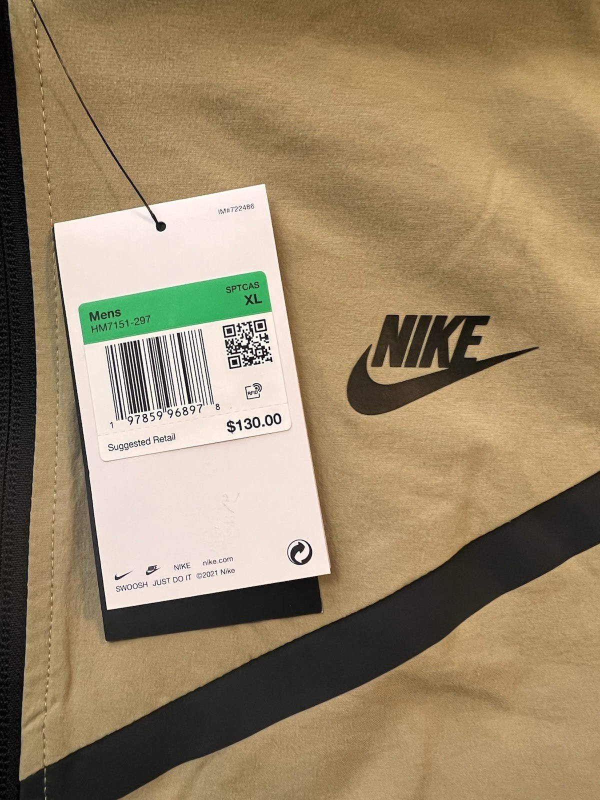 NEW Nike Men's Size XL Tech Windrunner Woven Jacket Hoodie Parachute Beige Black