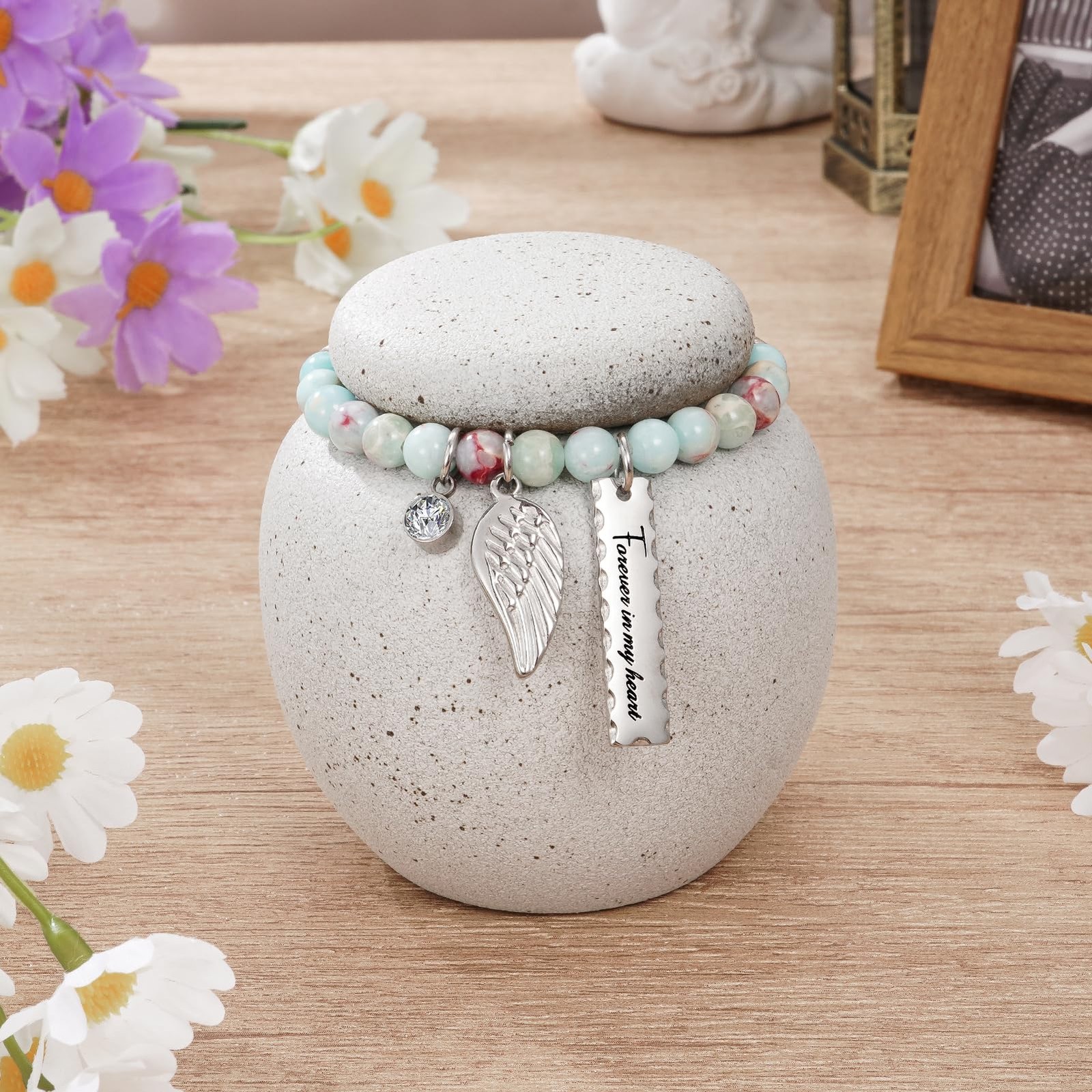 SOITIS Mini Urn for Human Ashes - 2.76 Inches Ceramic Gray+brown