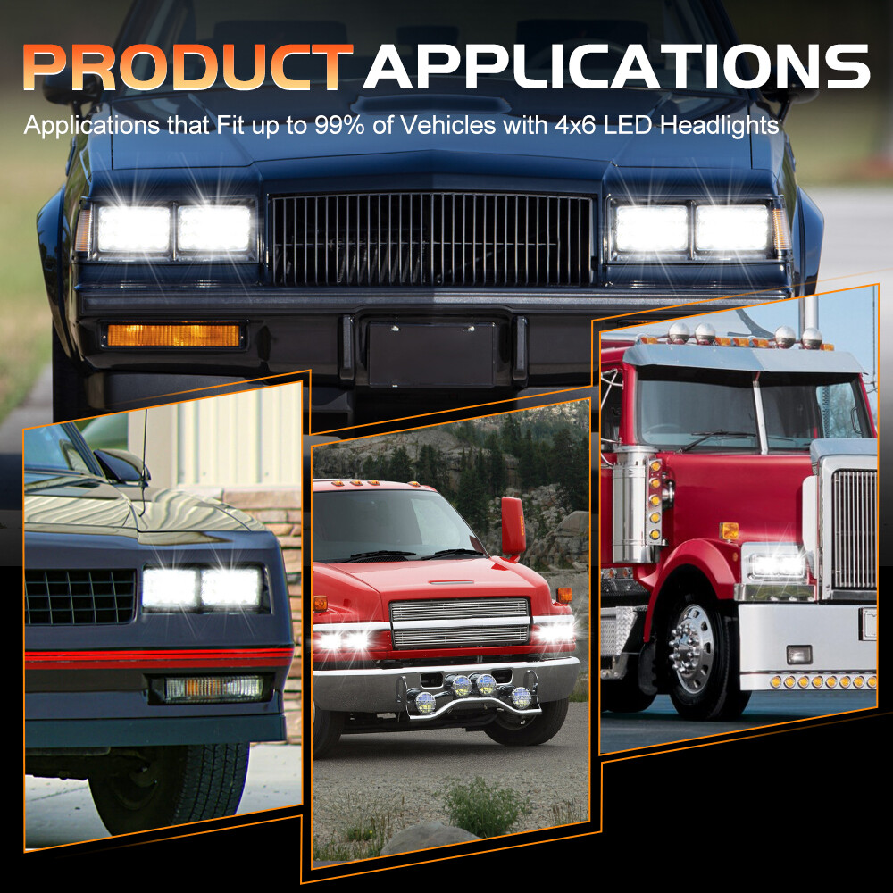 2PCS 4X6" DOT 90W LED Headlights For BLIZZARD Snowplow Snow Plow 680LT 720LT 810