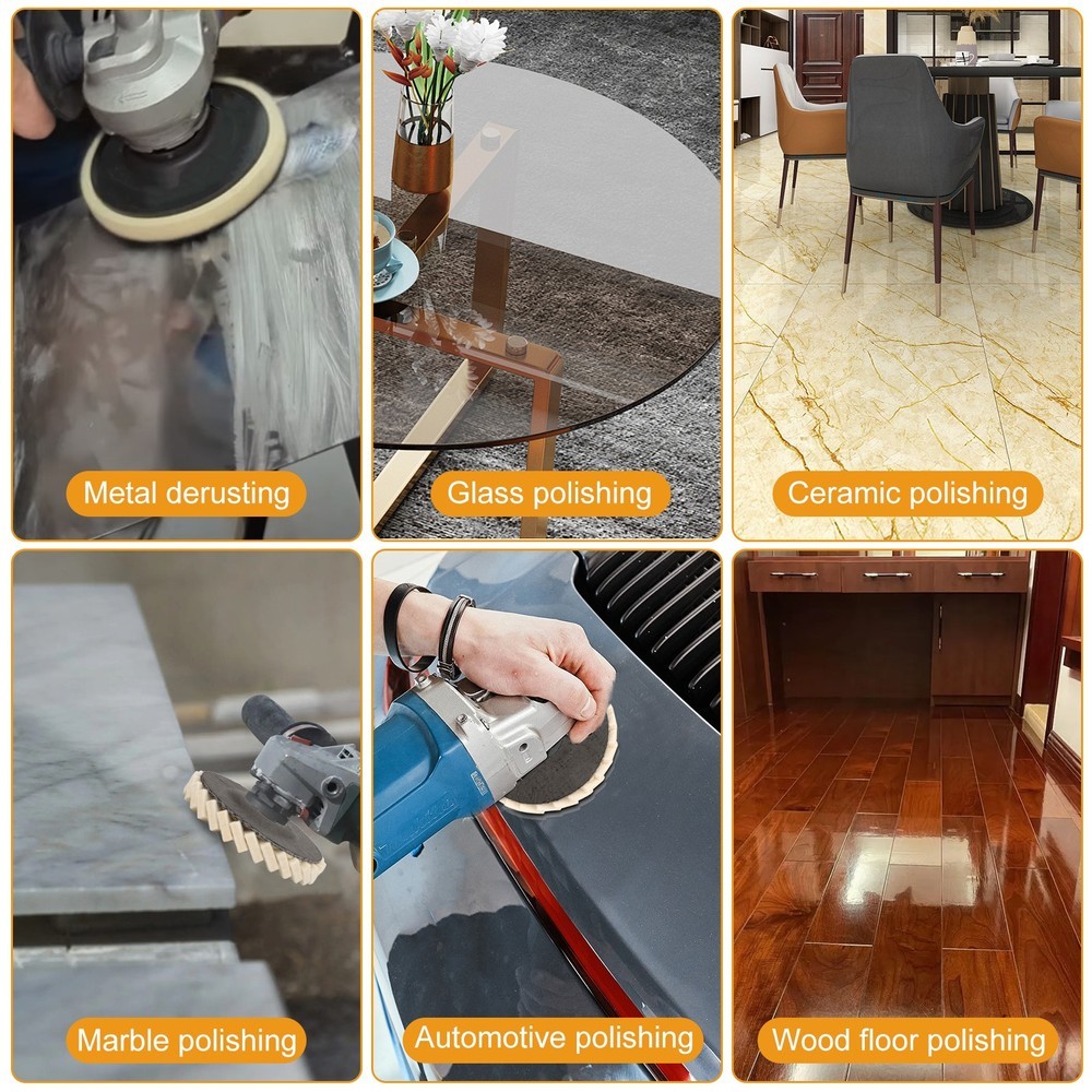 6PCS Wool Polishing Wheel Buffing Pads Flap Disc For Metal Wood Angle Grinder