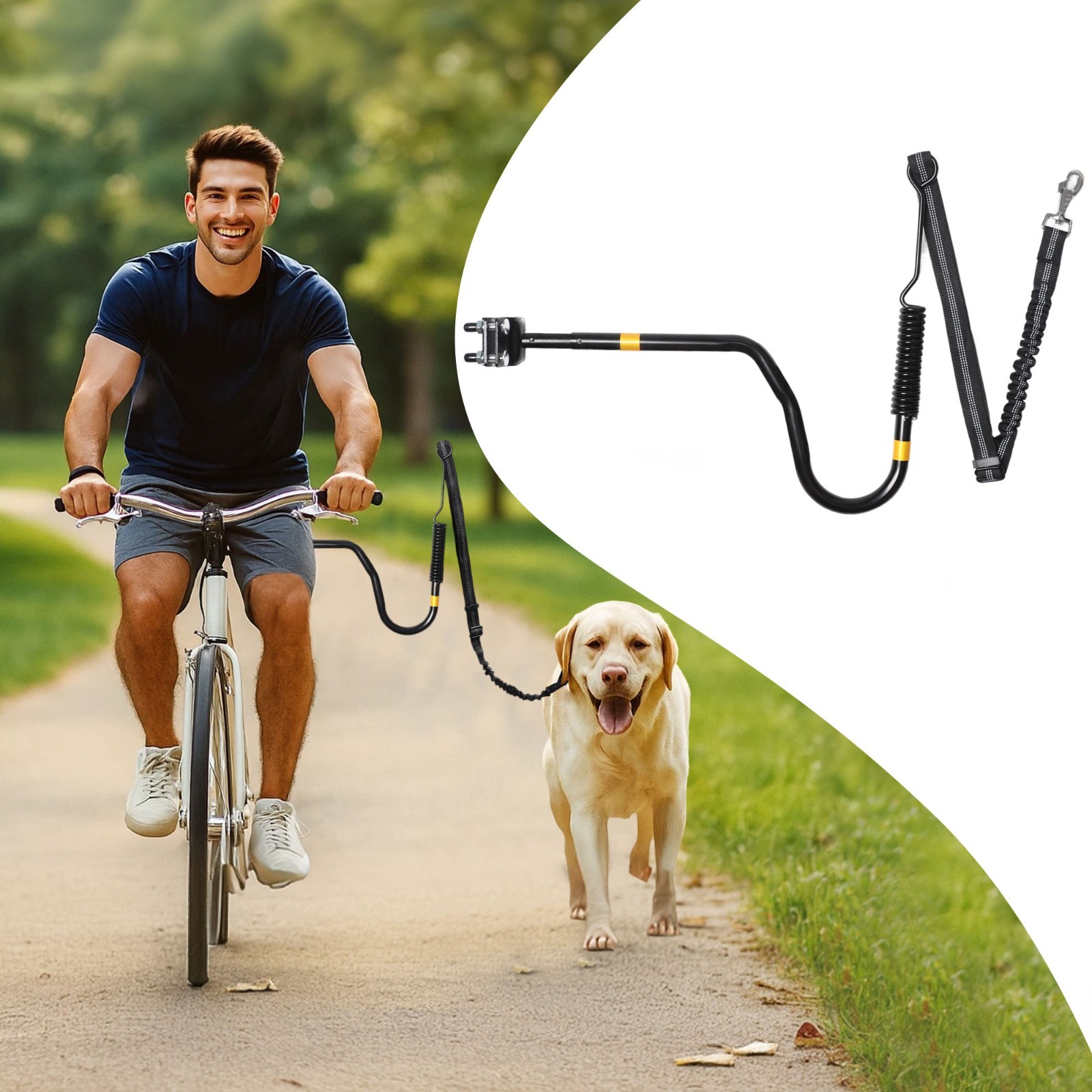iPetba Dog Bike Leash - Hands-Free Bike Attachment for Dogs,Black