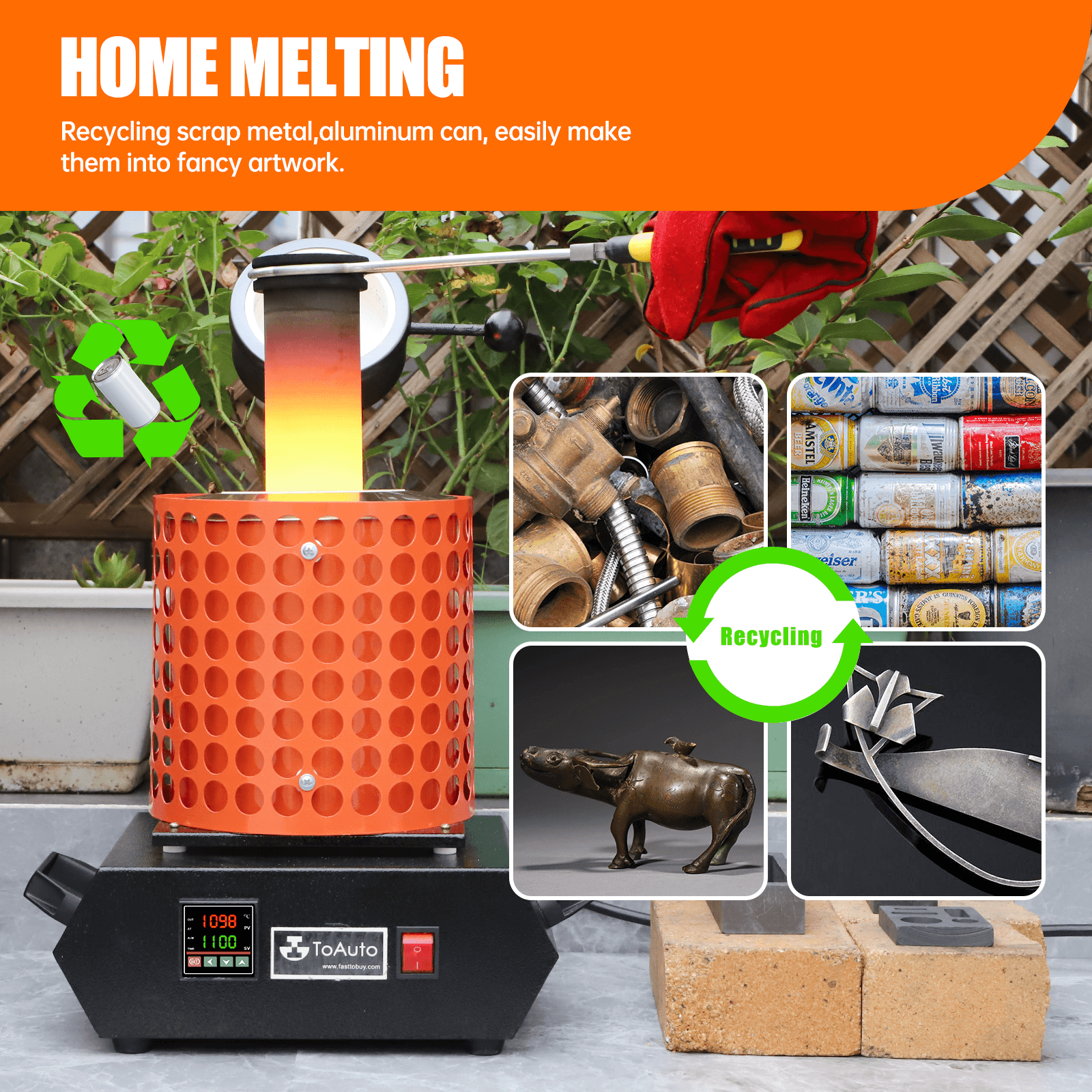 3KG Upgraded Metal Melting Furnace For Casting Refining Jewelry Copper Aluminum