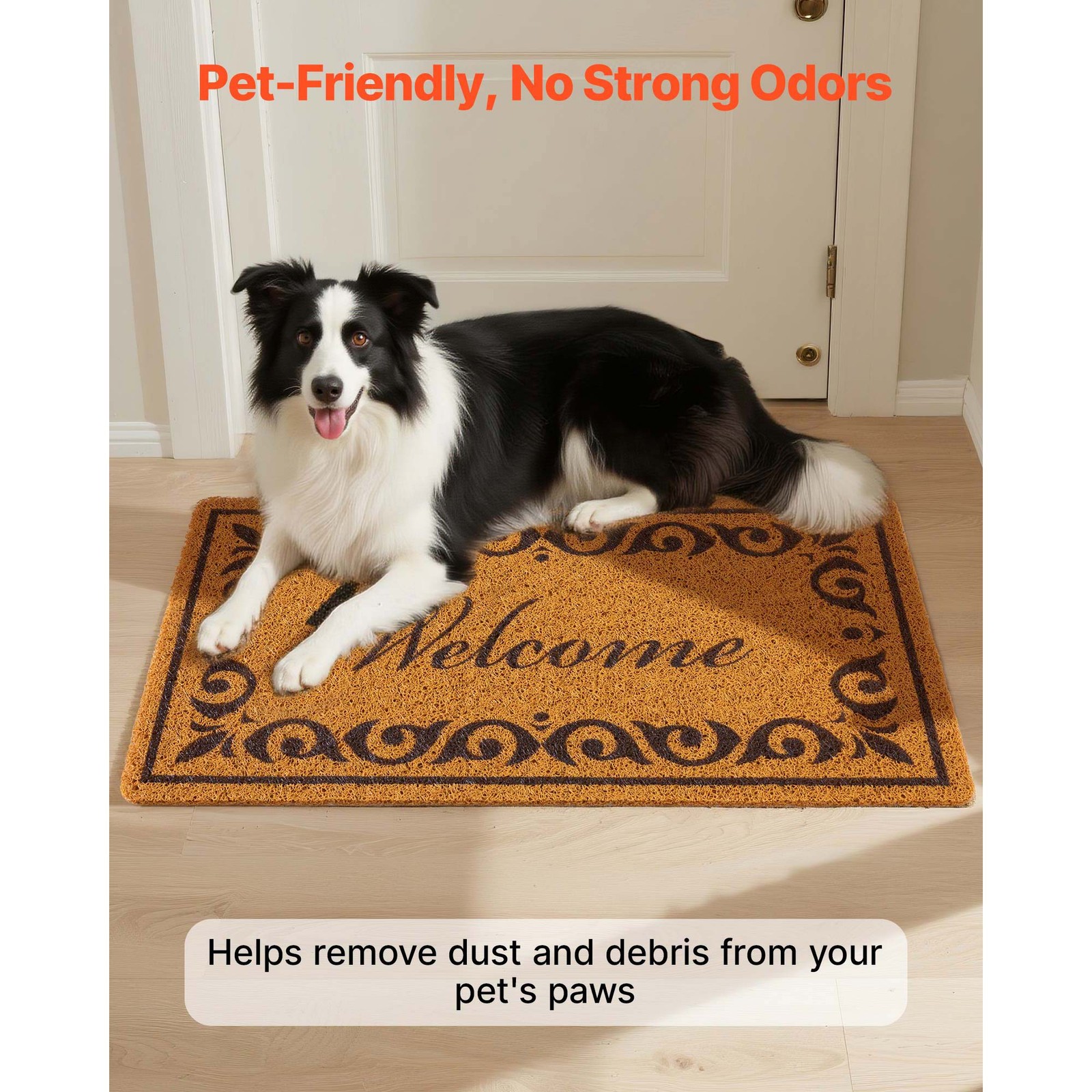 Uimoso Faux Coir Welcome Mat with Non-Slip Backing for Outdoor Entryways