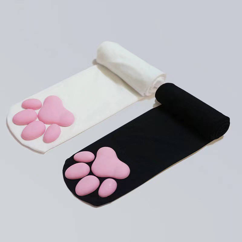 WOMEN'S CAT PAW PAD BOTTOM 3D COSPLAY SOCKS KAWAII CUTE THIGH HIGH STOCKINGS