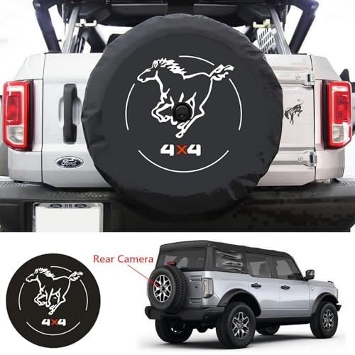 for Ford Bronco Spare Tire Cover with Camera Hole, Spare Wheel Cover with XL