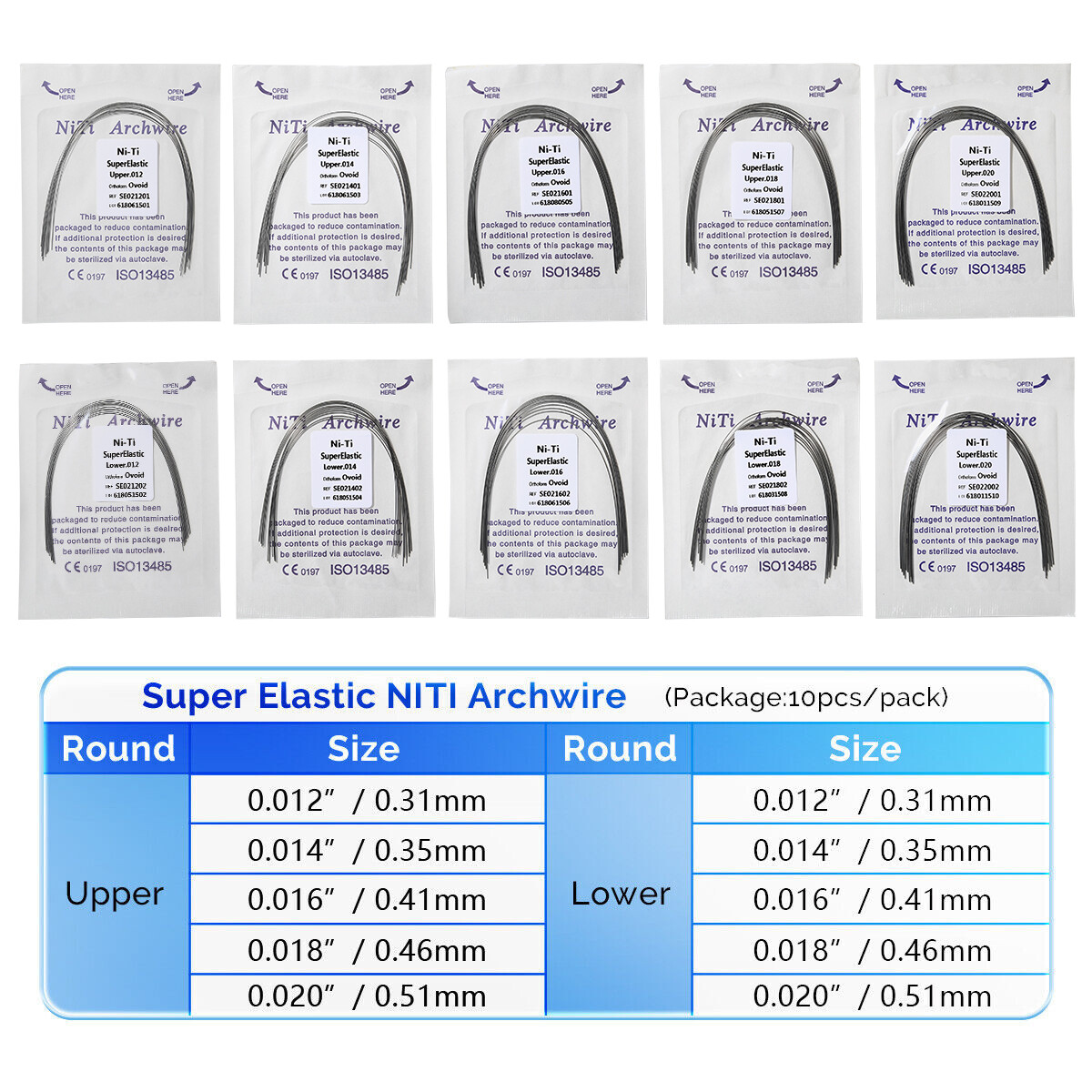 Dental Orthodontic Bracket Braces Roth/MBT 345 Hooks /Super Arch Wire Niti Round