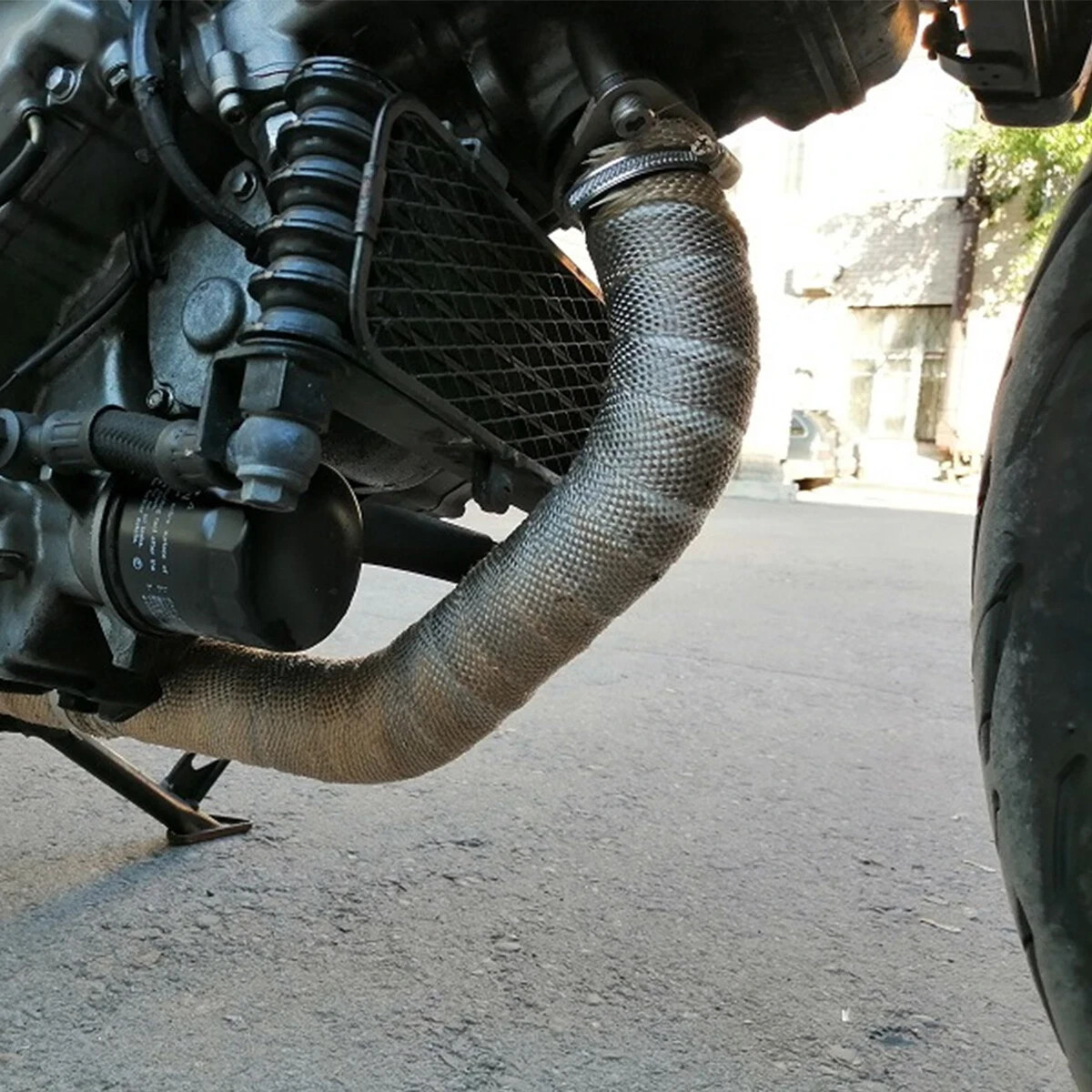 2" 50FT Titanium Exhaust Wrap Manifold Header Pipe Heat Wrap Tape w/ 10 Ties Kit