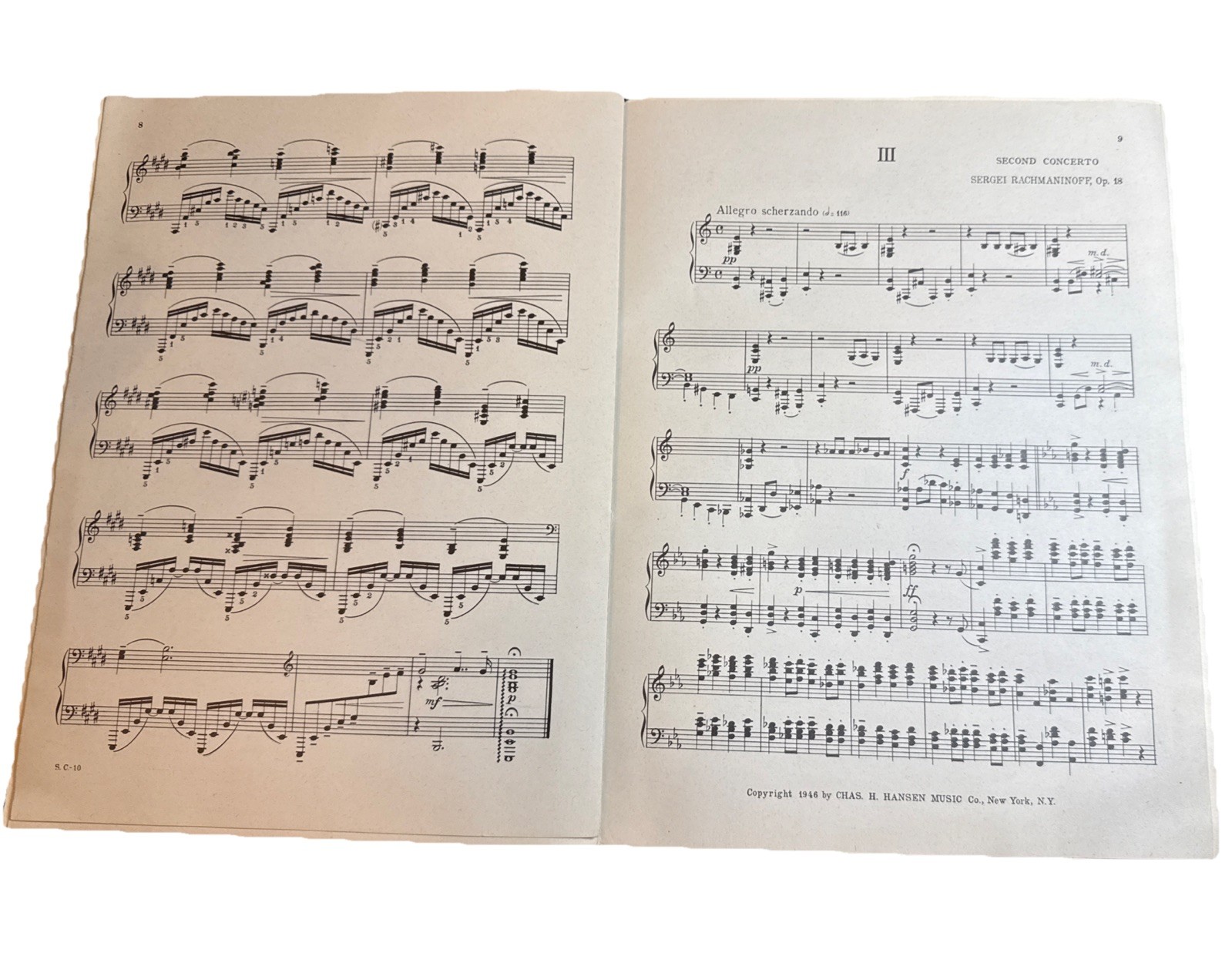 RACHMANINOFF’S SECOND CONCERTO OPUS 18 Original Themes 3 Movements Piano 1946