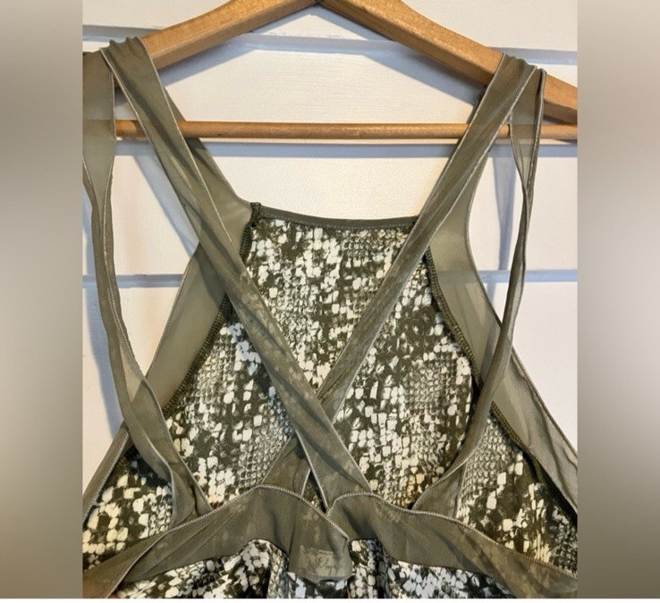 Free People Intimately Size XS Moss Green Snakeskin Print Festival Bodysuit NWOT