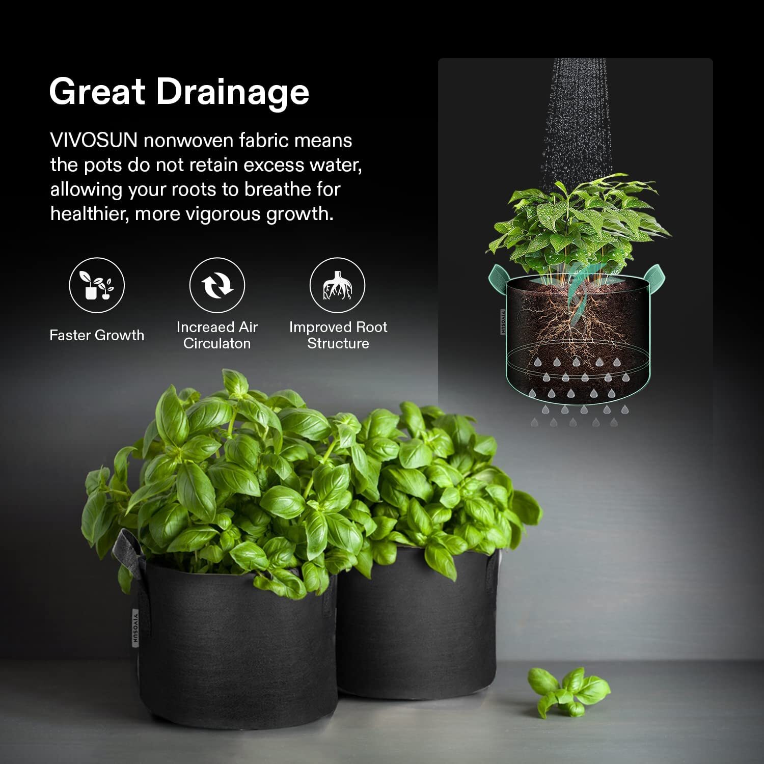VIVOSUN 10/20 Pack Plant Grow Bags Fabric Pot Nursery Soil Nonwoven w/ Handle