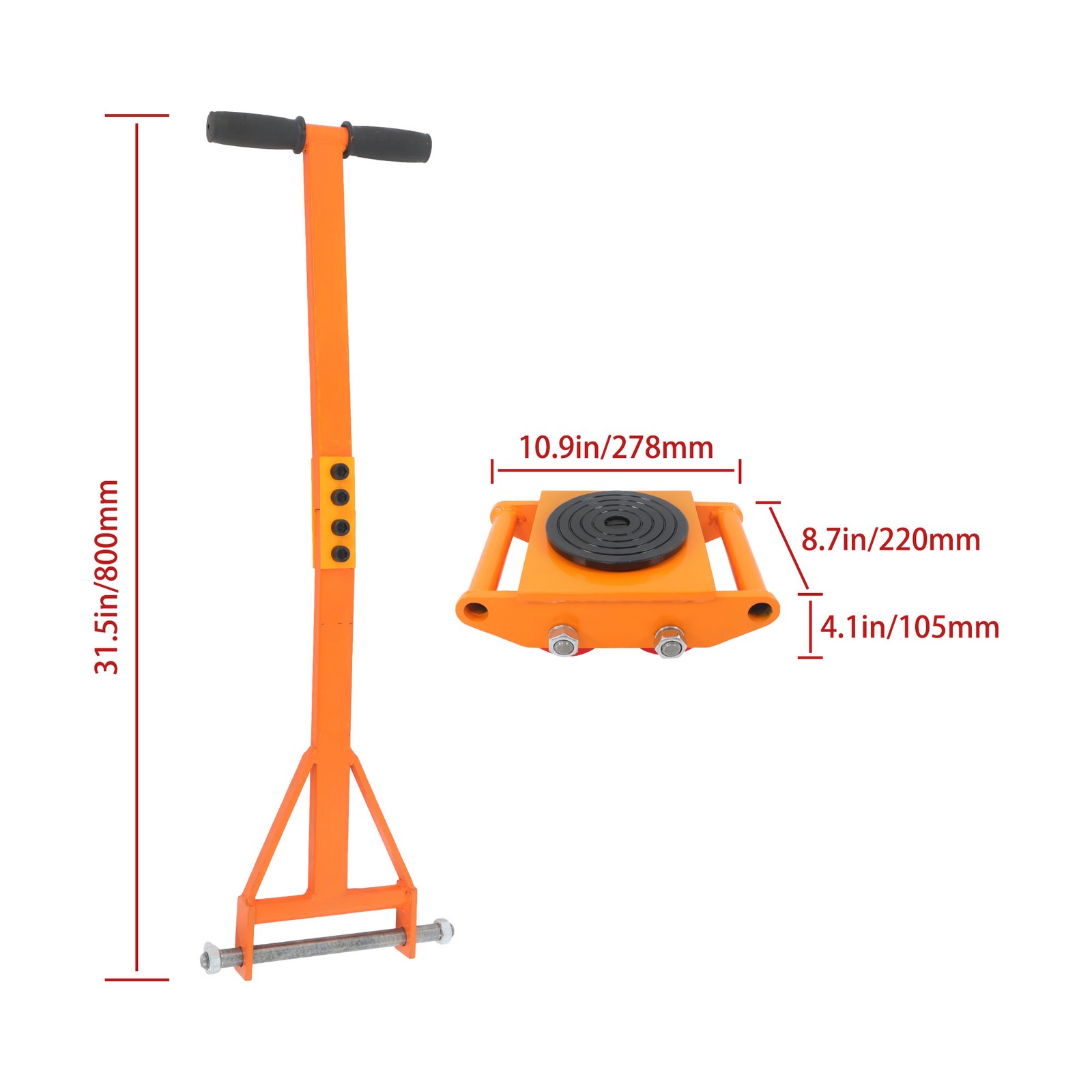 4 Pcs Heavy Duty Machinery Skates Dolly 6T/13200Lbs With Handle 360° Rotation
