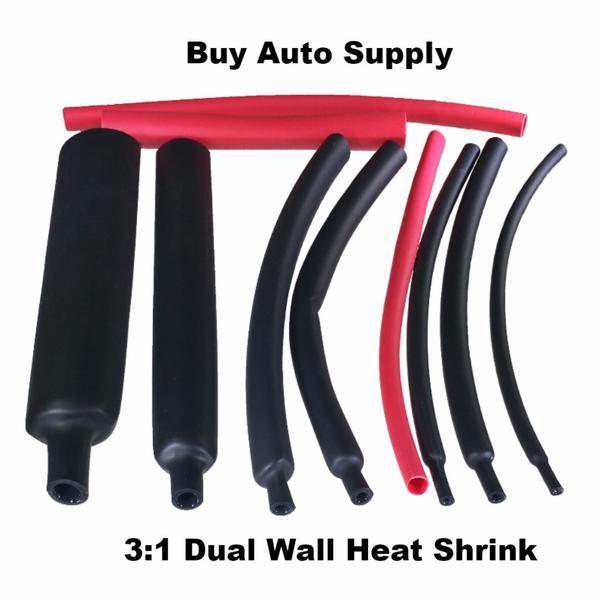 25x 6" Pcs 1/4" Black 3:1 Heat Shrink Tubing Adhesive Lined Dual Wall (12.5Feet)