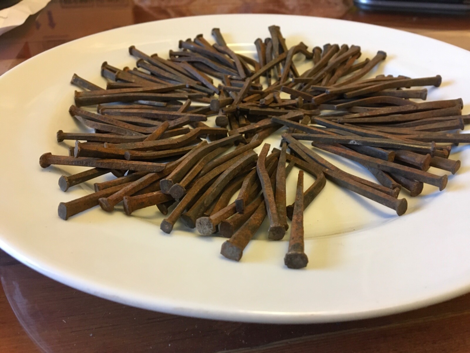 120+ OLD HAND CUT SQUARE HEAD 2 1/2” NAILS, RUSTY 1800’S 1900’S No25