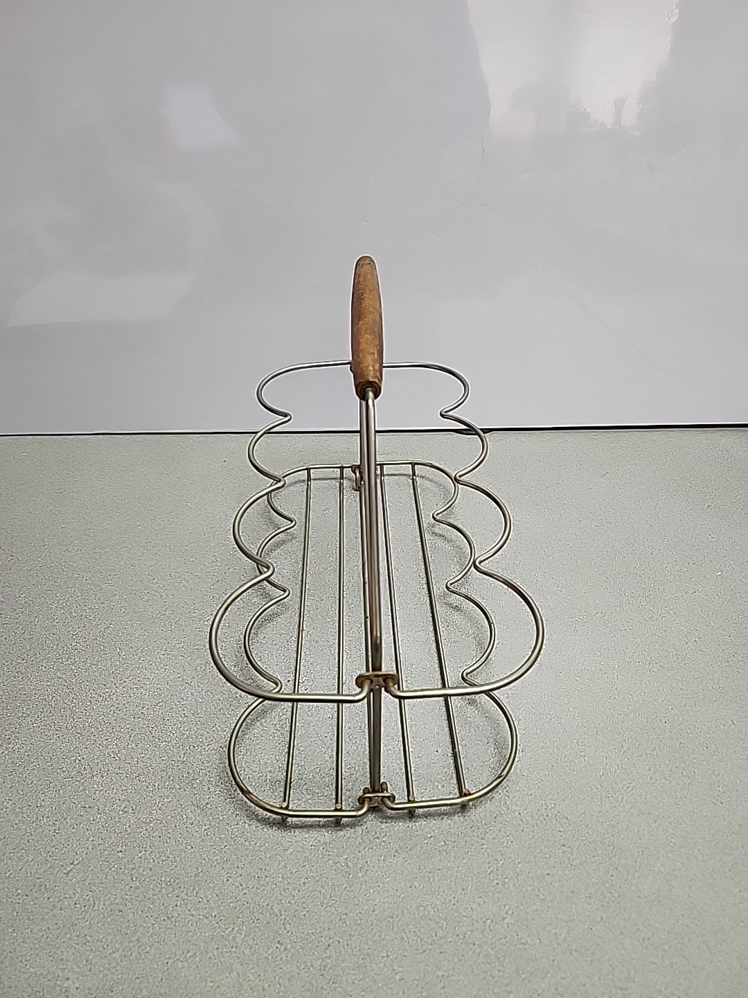 Vtg Collapsible Drinking 8 Glass Holder Caddy Carrier MCM Barware Silver