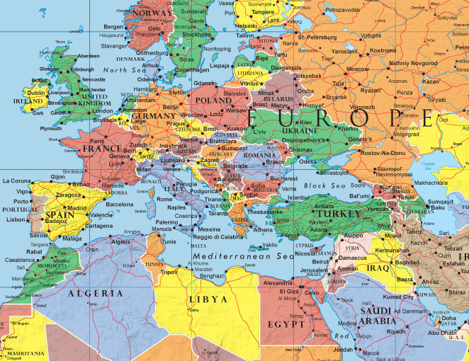 World Classic Elite Wall Map Mural Poster: Paper or Laminated