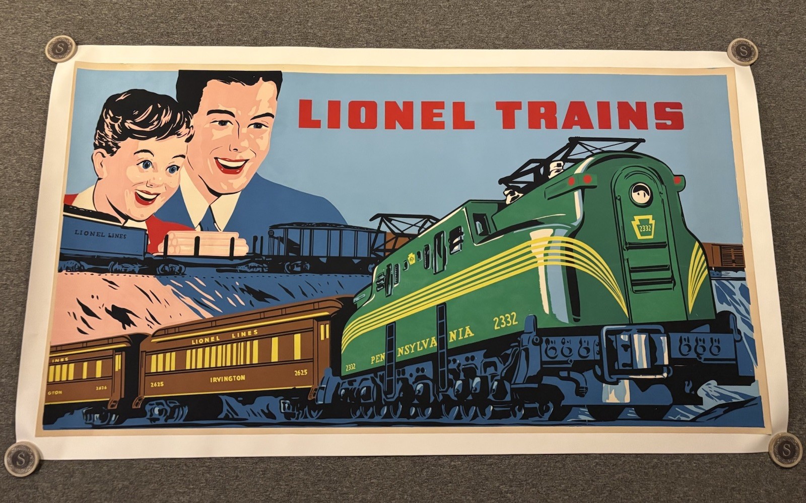 Original 1949 Lionel Deal Poster Linen Backed 46.25x86”