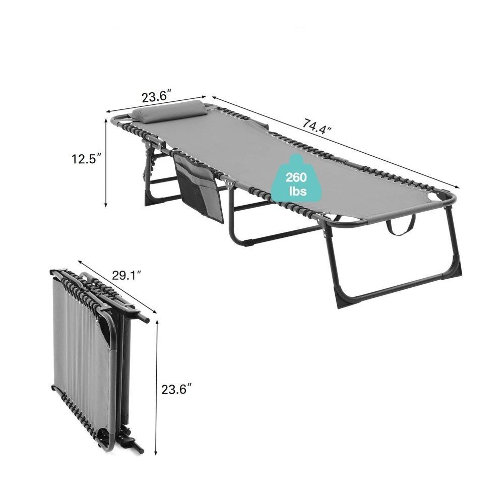 1 Set Folding Chaise Lounge Pool Chair Patio Sun Tanning Chair Outdoor