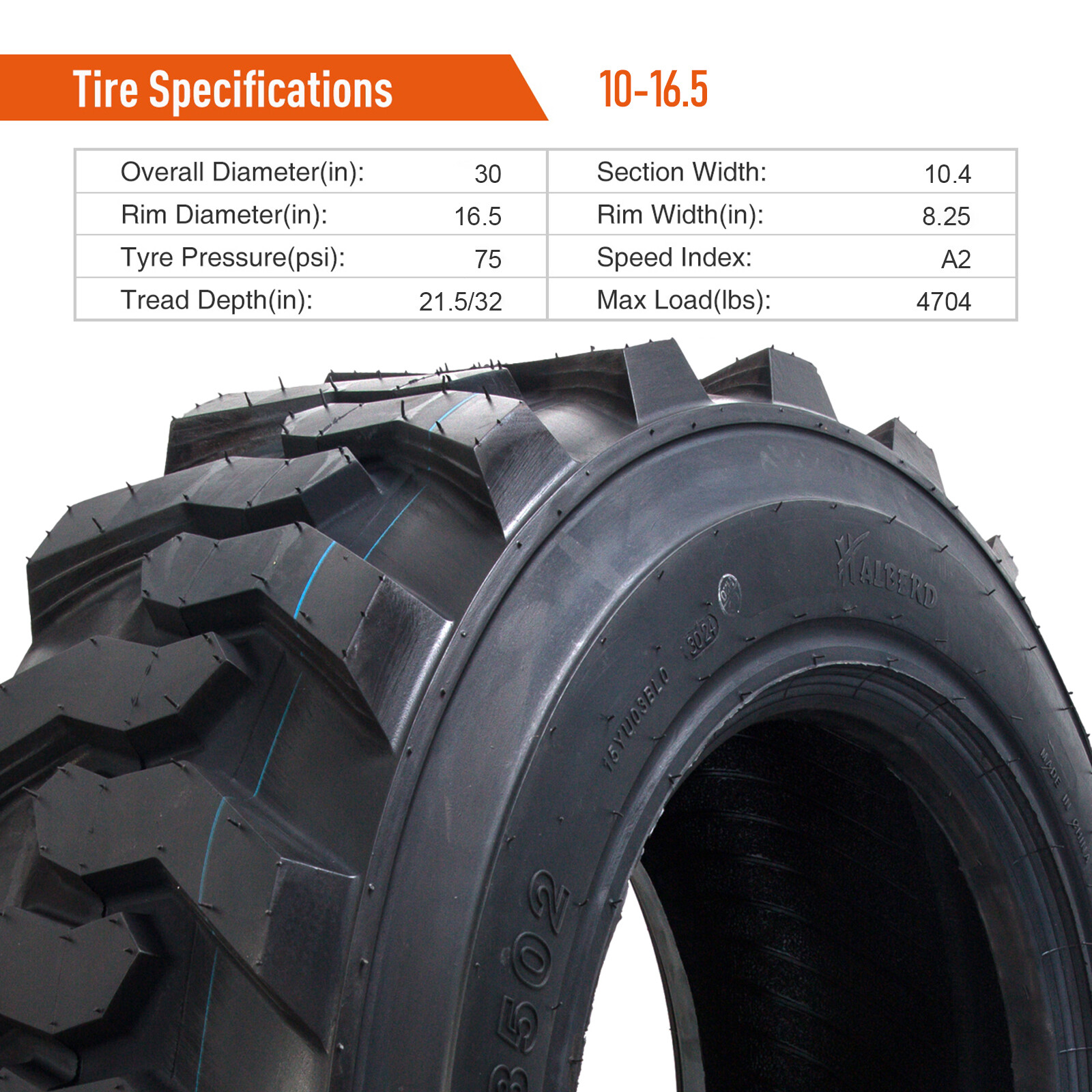 4-Pack 10-16.5 Skid Steer Loader Tires 10PR SKS Heavy Duty Deep & Large Tread
