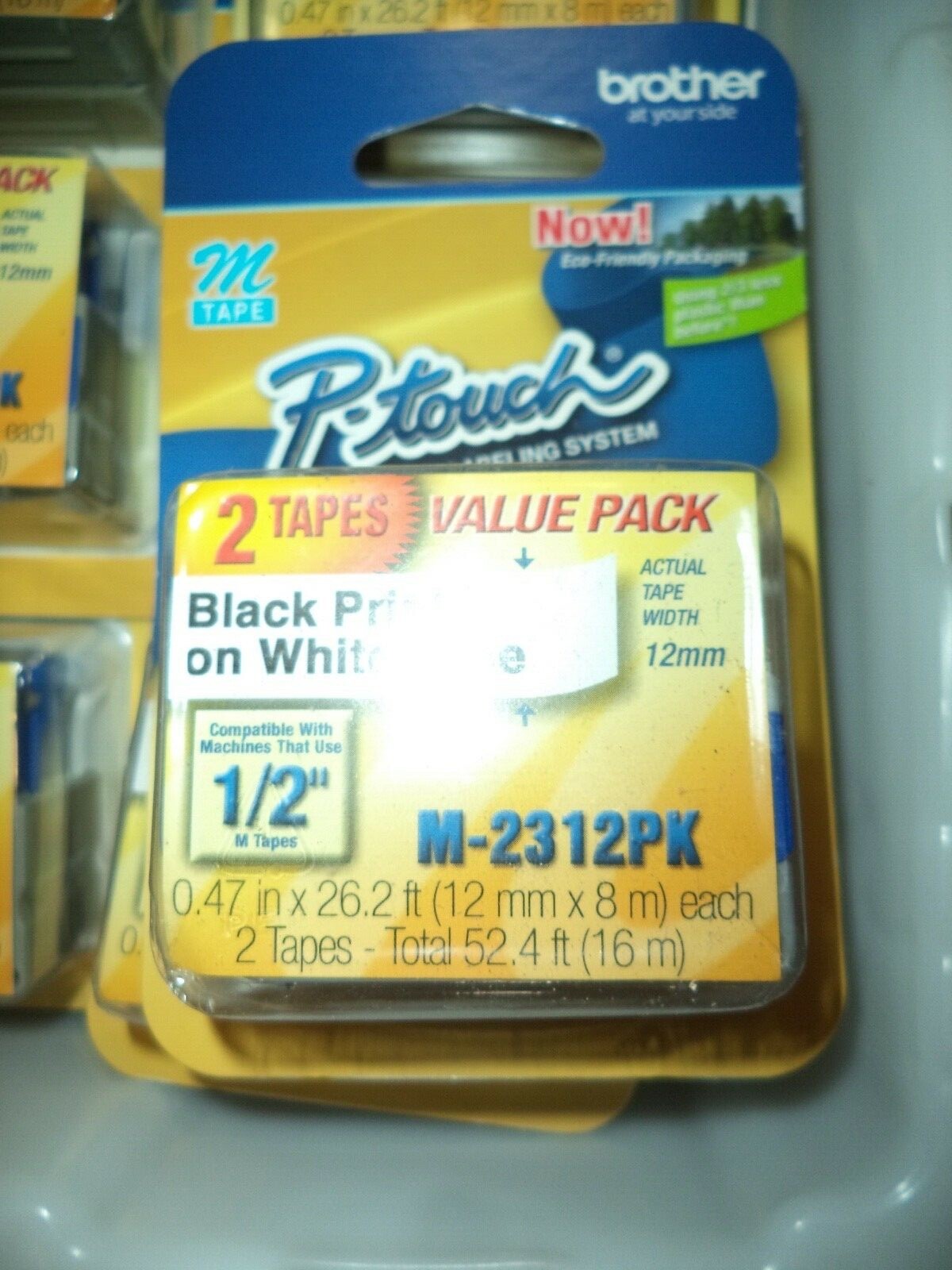 2 🛑 GENUINE BROTHER M231 P-Touch Label Tape, Ptouch 1/2" M-231 M-2312PK OEM👍