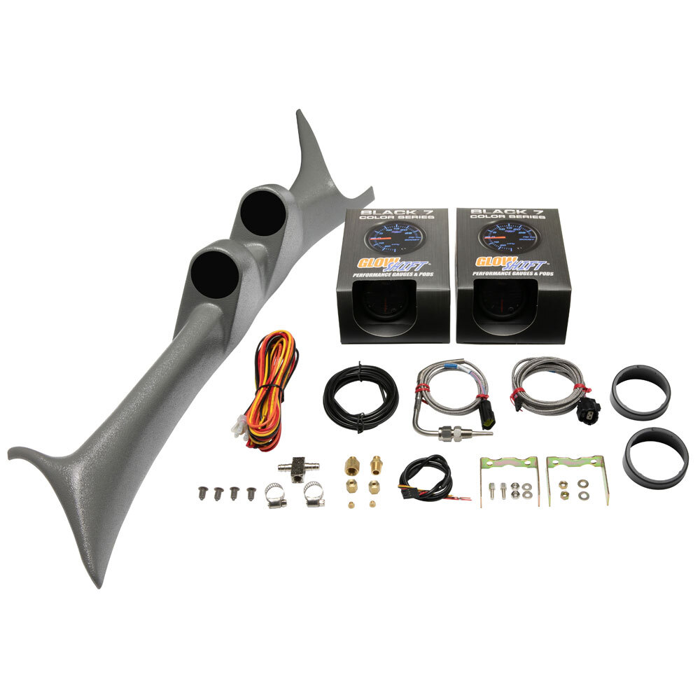 GlowShift Gray Dual Pod w Boost & Pyrometer EGT Gauges for 99-07 Ford Super Duty
