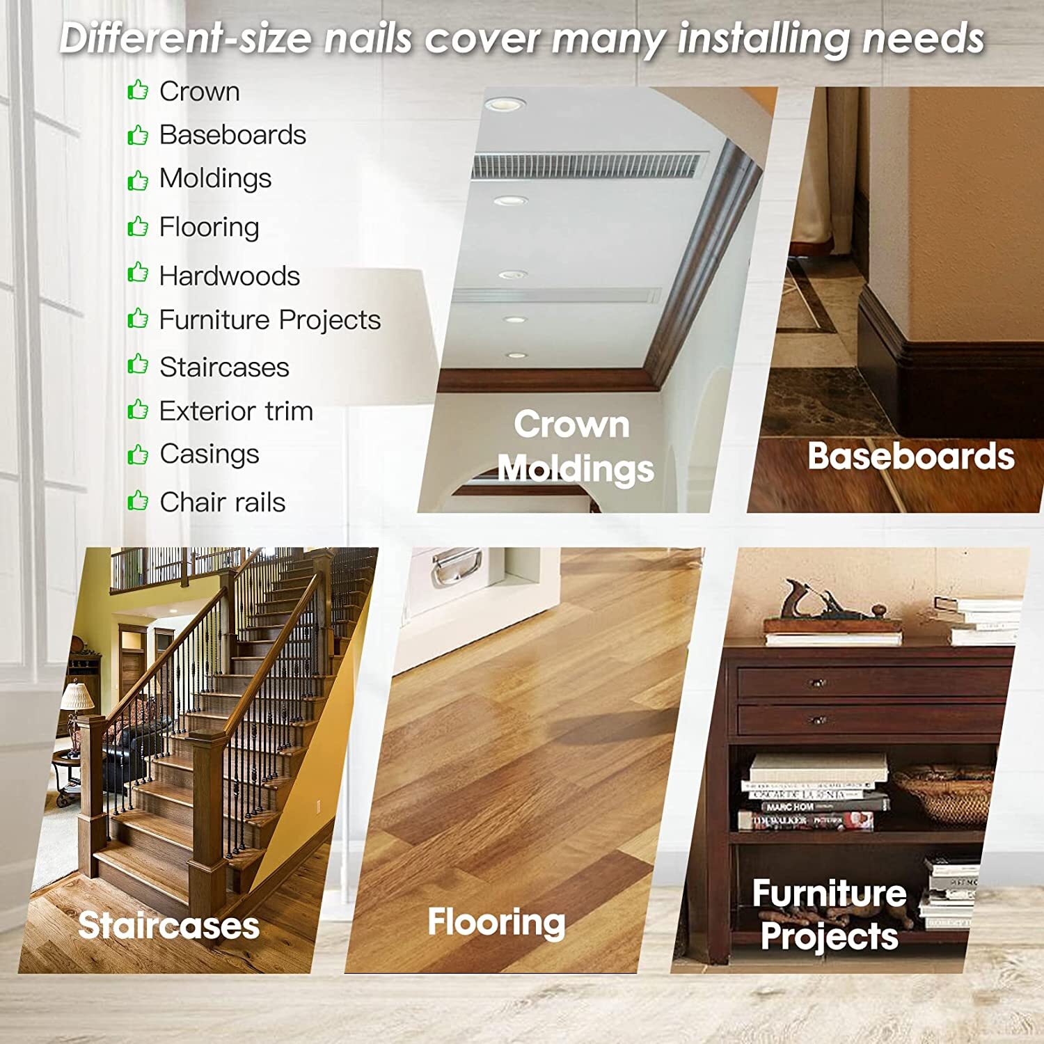 SHALL 16 Gauge Finish Nails, 2000-Count (1-1/4, 1-1/2, 2, 2-1/2 Inch),T-series