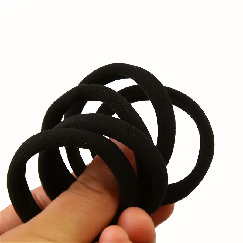 50PCS Black Hair Ties for Women No Damage Elastic Hair Bands for Thick hair